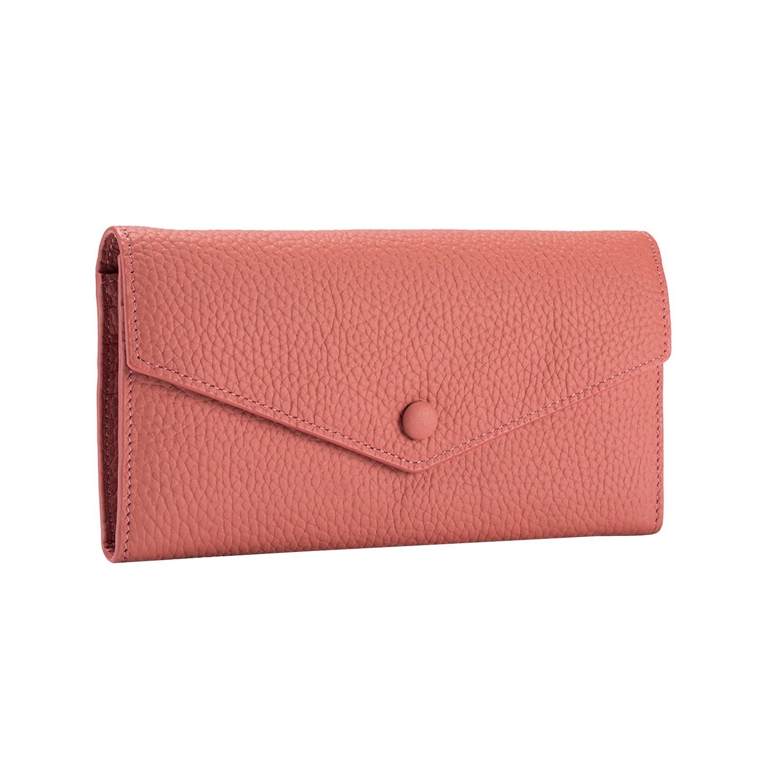 womens wallet stylish pu leather minimalist purse for travel shopping dating pink