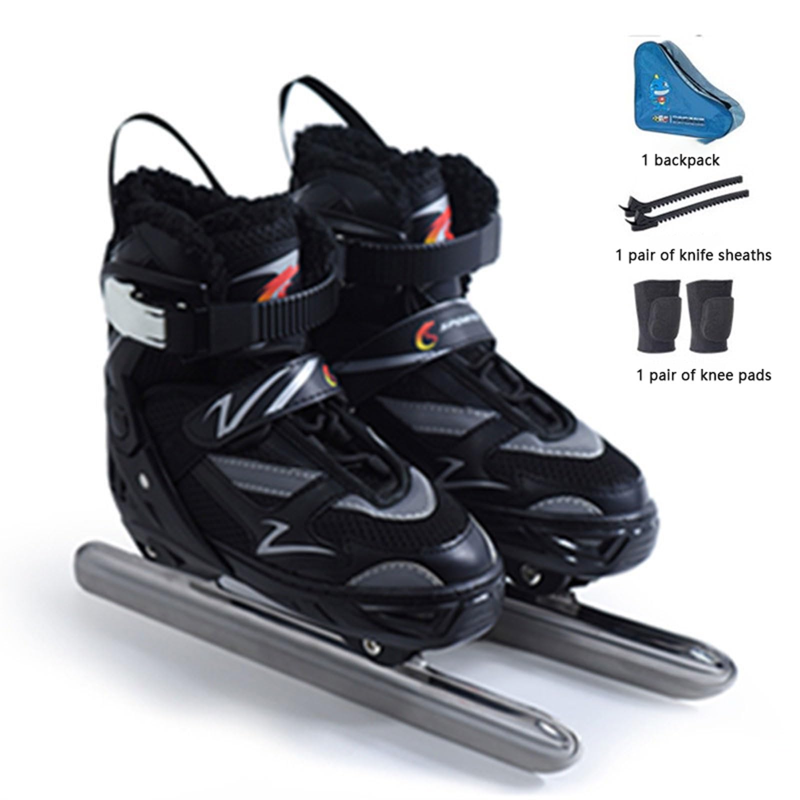 EnfantsPatins de Vitesse,Patins à Glace,4 Tailles réglables,Confortable et Chaud,Stables Support de la Cheville,pour Une Utilisation en extérieur et sur Les patinoires
