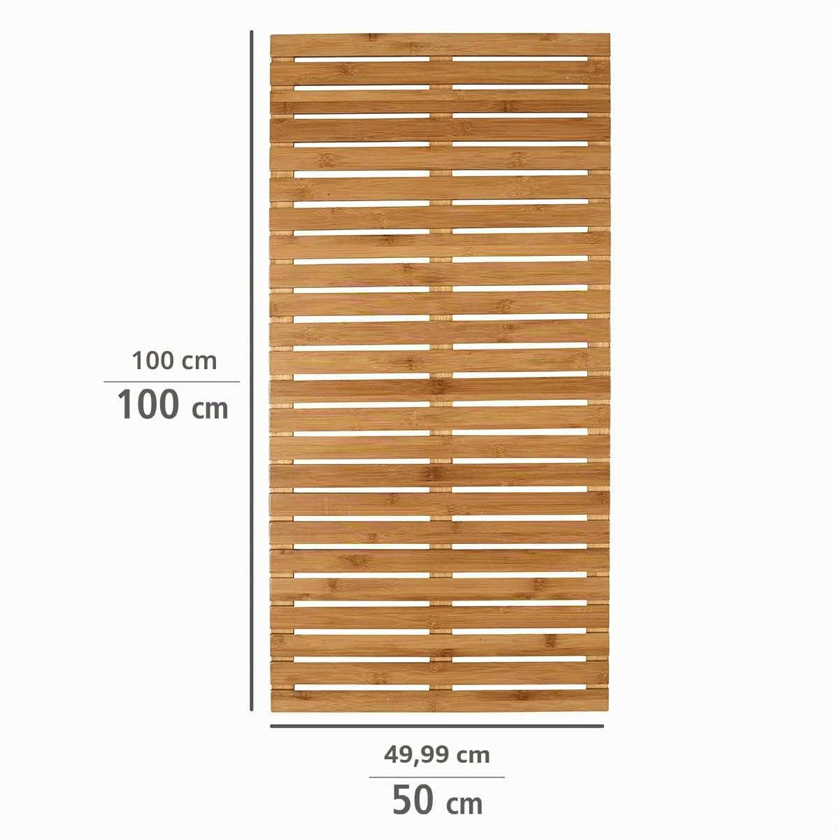 Wenko Pedana Indoor & Outdoor Bambù, tappetino antiscivolo per ambienti interni ed esterni in bambù ecologico, moderna pedana per la doccia, la vasca da bagno e la zona piscina, 100 x 50 cm