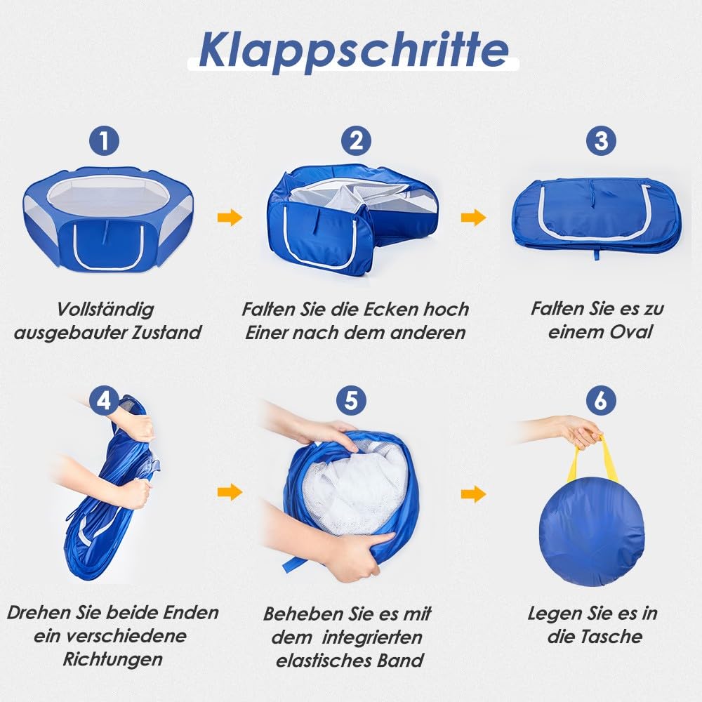 Nasjac Kleintier Laufstall - Wasserdichter und Faltbarer Welpen Freigehege, Atmungsaktives Hofzaun für Hasen Hühner Katzen Welpen Kaninchen Hamster Geeignet für Den Innen und Außenbereich.