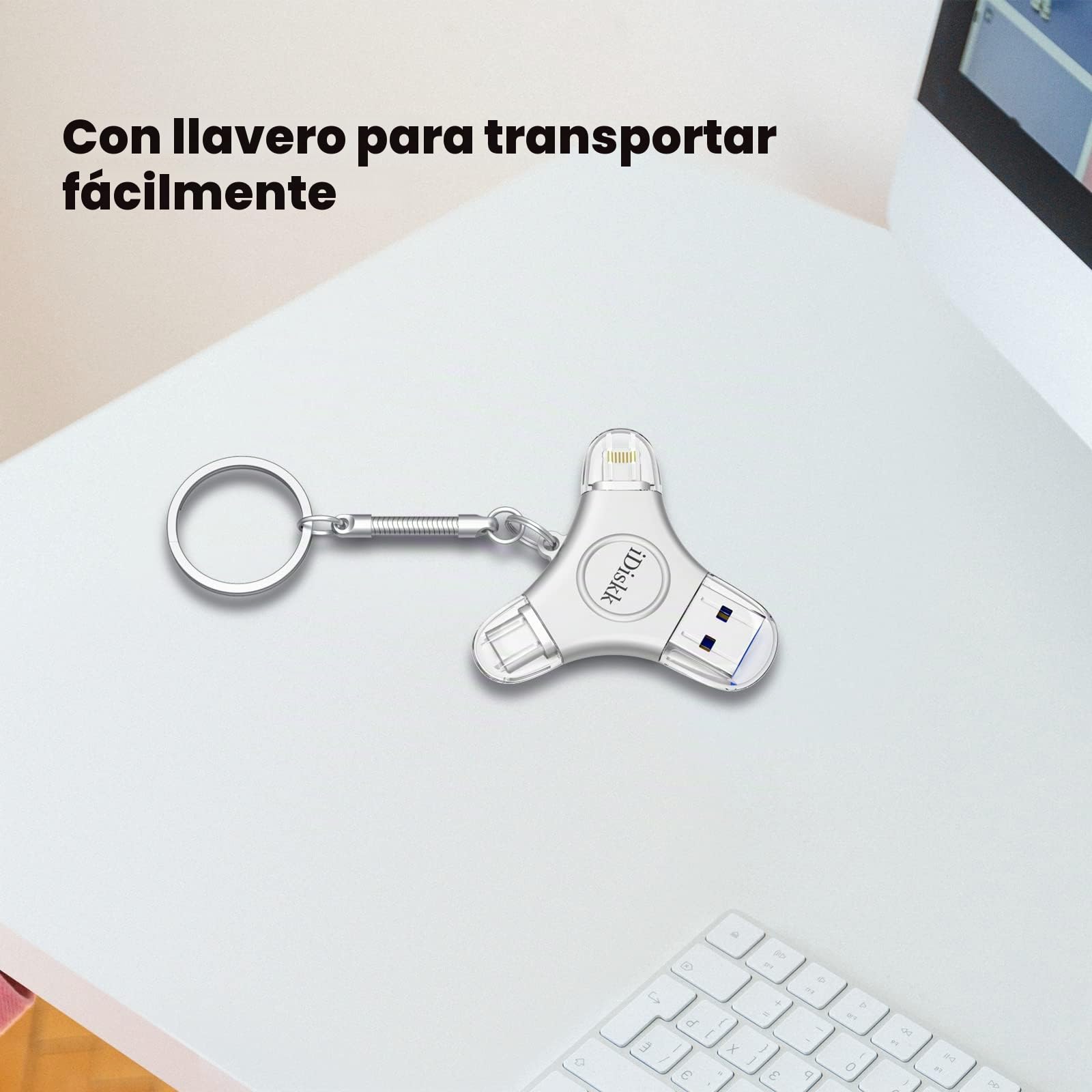 iDiskk 128GB Photo Stick 3 en 1 Certificado MFi - Memoria Externa para iPhone, iPad, Móviles Type-C, PC y Mac