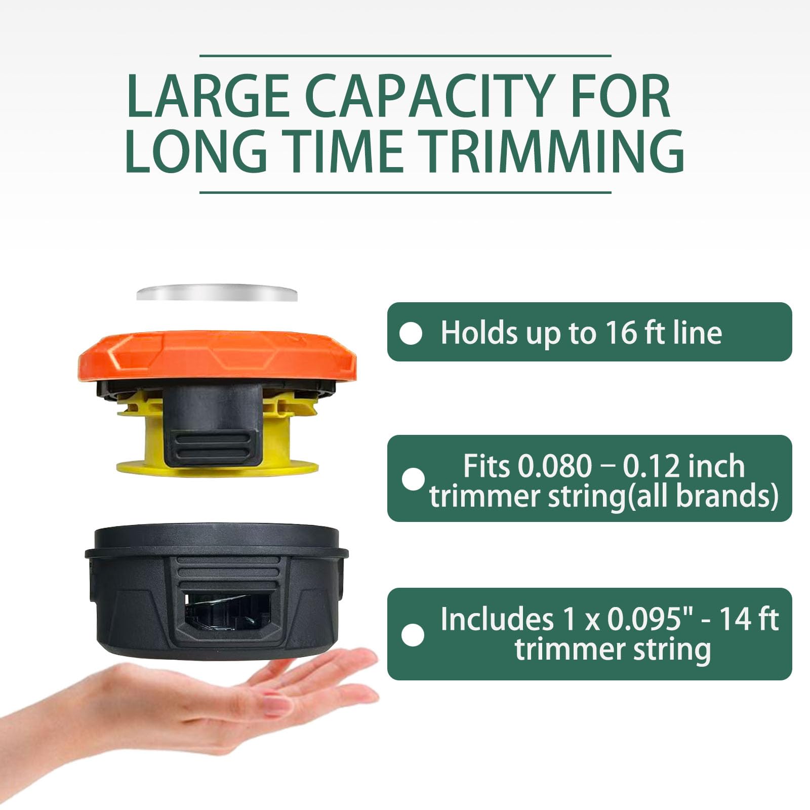 Cabezal universal para herbicidas, cabezal de corte de fácil alimentación con placa de hierro giratoria resistente al desgaste, cabezal de recortador de malas hierbas para Echo, Ego, Dewalt, Stihl