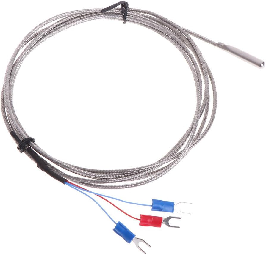 RTD PT100 Temperature Sensor Thermocouple with 2m 3 Cable Wires Stainless Steel Thermocouple Probe for -50~400°C Temperature Controller