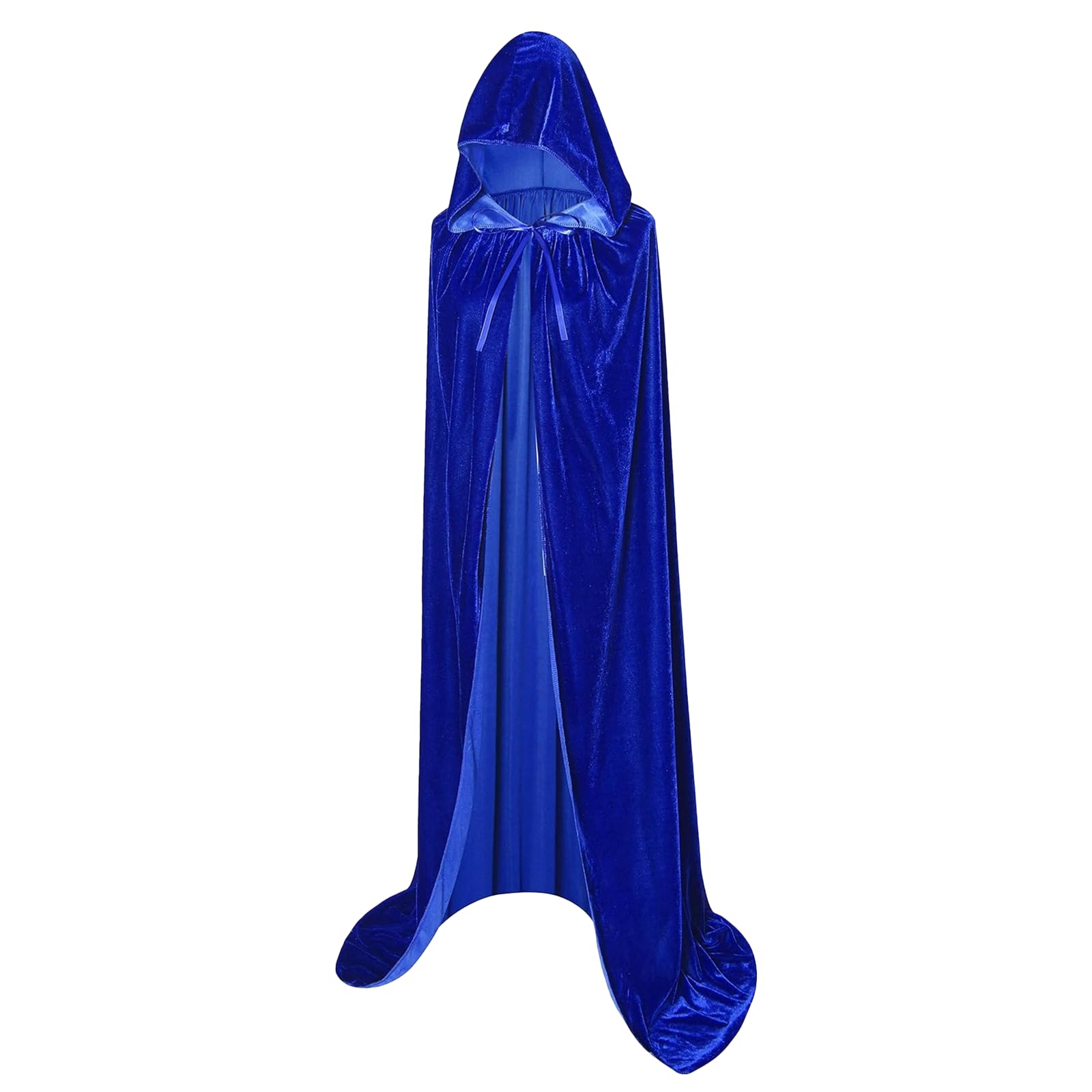 Newthinking Full Length Hooded Velvet Cloak Blue, Halloween Christmas Fancy Adult Cape Costumes 150cm/59 inch, Unixsex