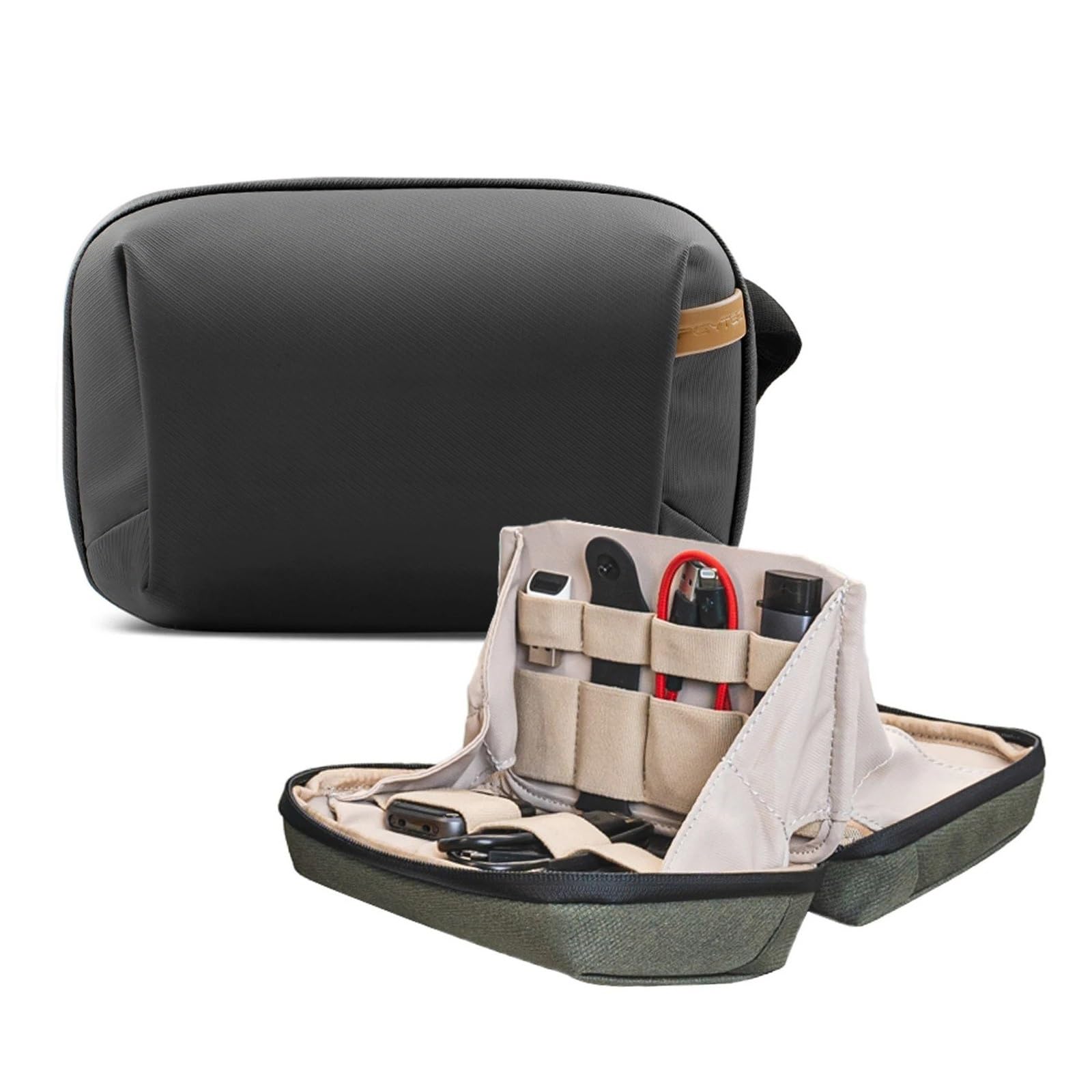 Bolsa De Moto Tech-Bolsa Organizadora Bolsa Impermeable para Electrónica Pequeña para Cables Baterías De Teléfono Bolsas de Viaje para Motos(L Green)