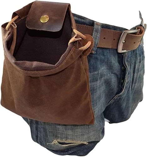 Miniatura 9 de ASENIE Bolsa de forrajeo de lona encerada plegable para acampar al aire libre, bolsa de forrajeo para almacenamiento de hongos, de cuero, resistente