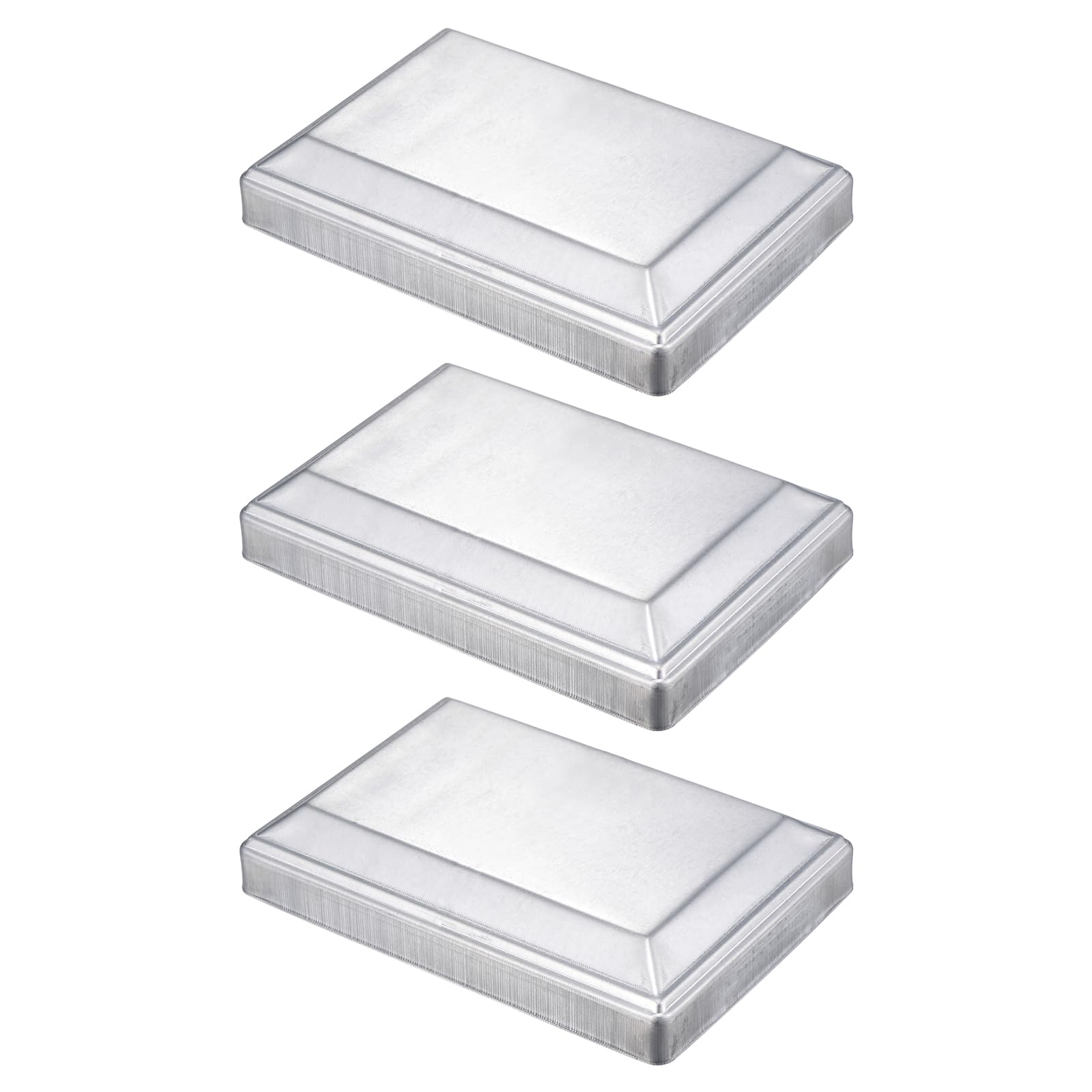 sourcing map 3Pcs Fence Post Cap Fit 5.9" x 4" OD Pipe, Galvanized Steel Deck Post Cover Square Decking Caps for Mailbox Outdoor Chain Link Wood/Metal Fence Deck Railing, Silver