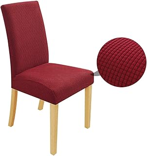 Speedsporting Fundas para sillas elásticas, desmontables, lavables, para sillas de comedor, juego elástico, protector moderno con cinta de goma (burdeos, 2 unidades)
