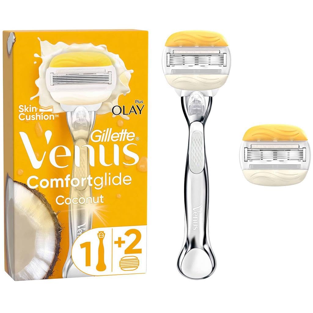 Venus Deluxe Comfortglide Golarka damska, Kokosowa, delikatne dokładne golenie, 1 x brzytwa + 1 dodatkowe ostrze [OFICJALNE]