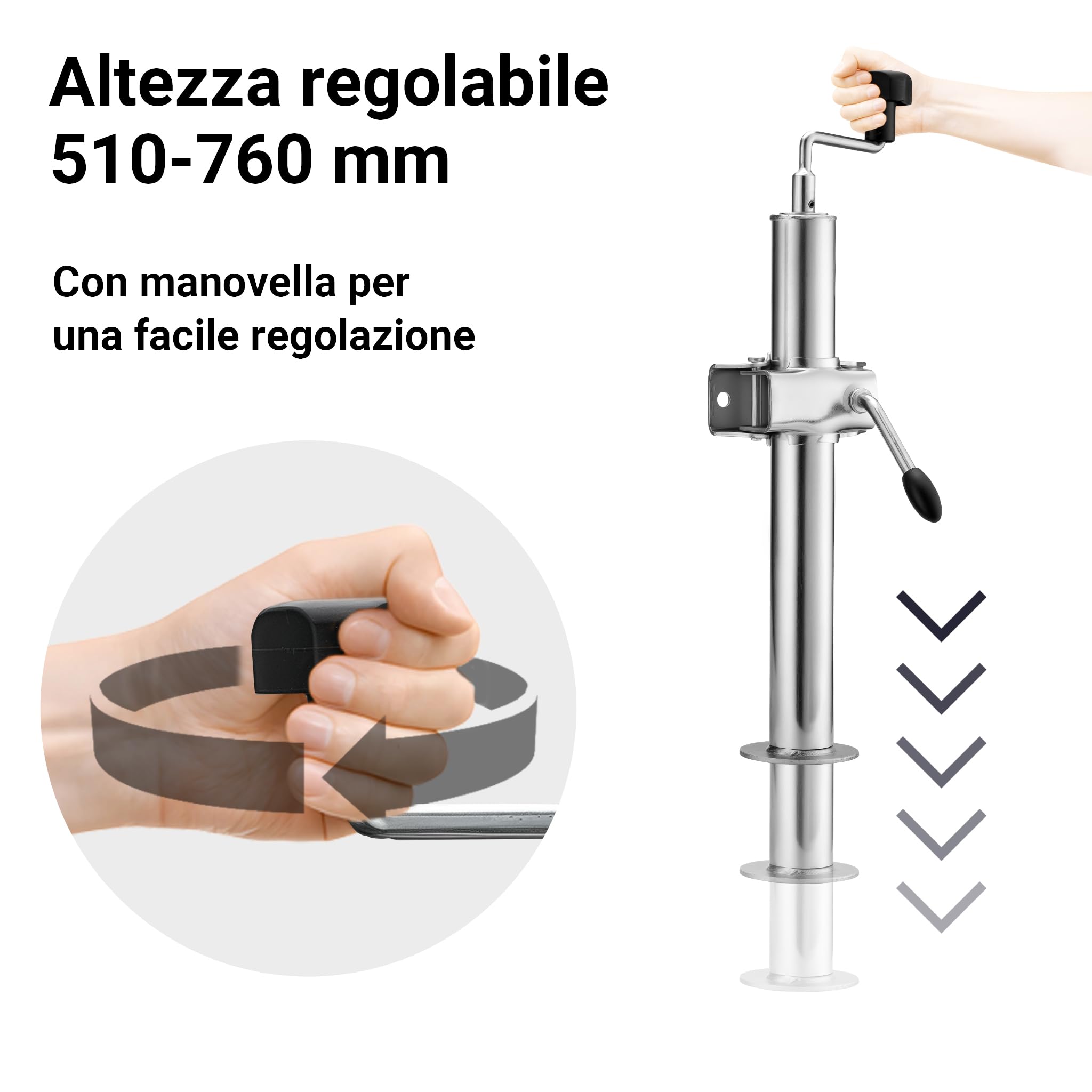 XPOtool Supporto per rimorchio 2 Pezzi Altezza Regolabile 510-760mm con 2 Morsetti Ø48mm