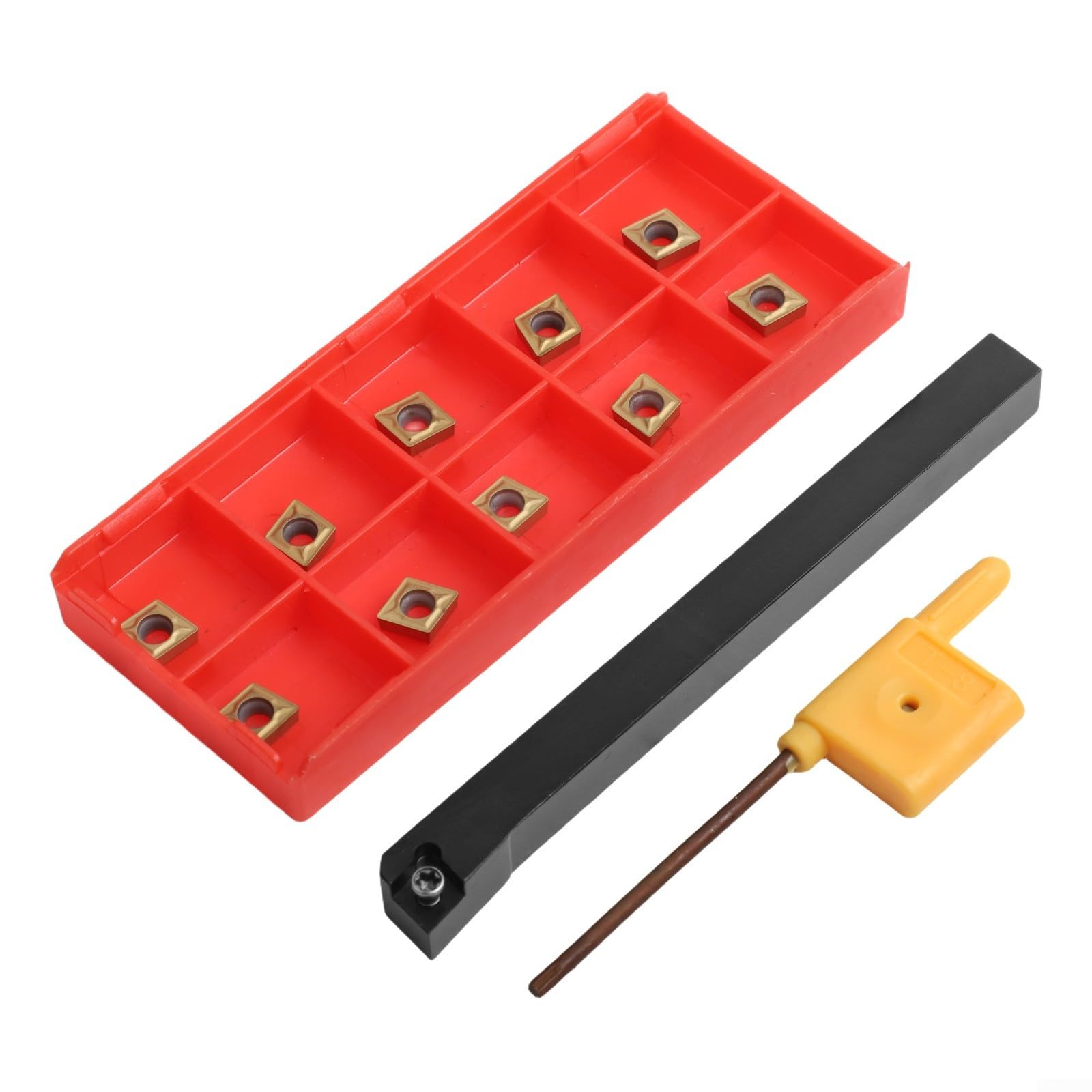 Per Tornio CNC Esterno Tornio Portautensili SCLCR0808H06 con 10Pcs CCMT060204 Inserti in Carburo, 8mm Shank Baring Bar Assembly per la lavorazione dell'acciaio