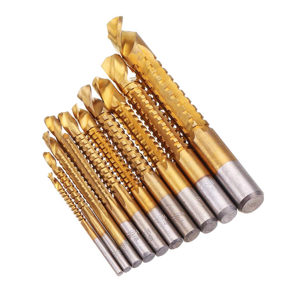 10 szt. 3-13mm zestaw wierteł spiralnych z powłoką HSS wiertło do rowków do cięcia drewna i metalu