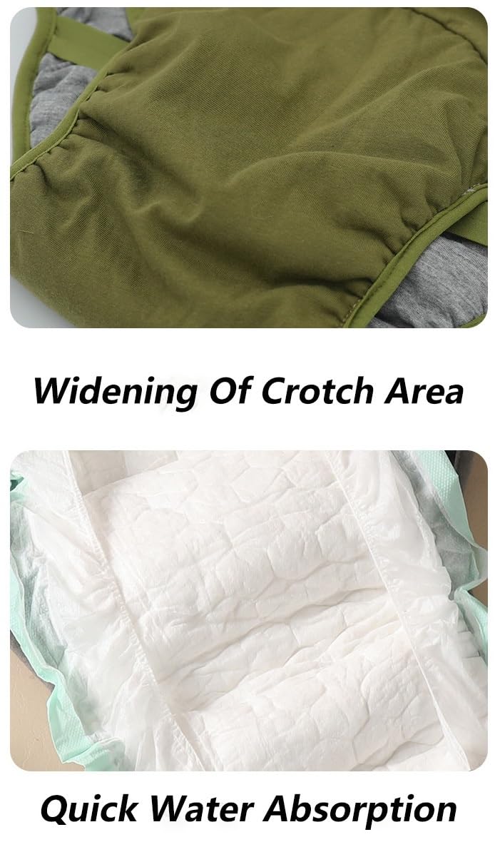 Confezione Da 2 Slip In Cotone Anti-urina Intimo Per Adulti L'incontinenza | Mutandine Post-operatorie Slip Impermeabili Pannolini Lavabili In Tessuto Per Anziani Allettati(Gray+Green,3XL)