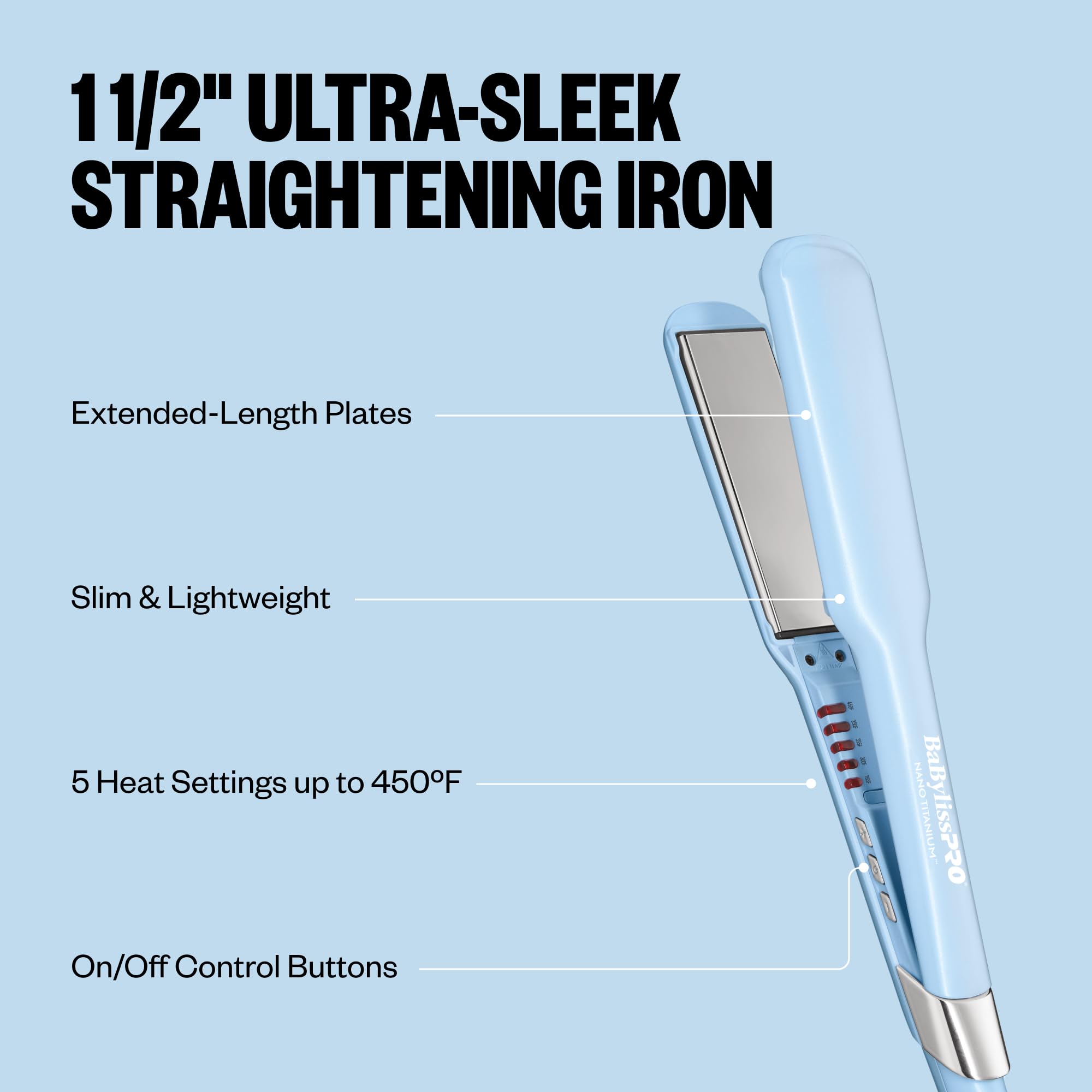 BaBylissPRO Nano Titanium Hair Straightener Flat Iron