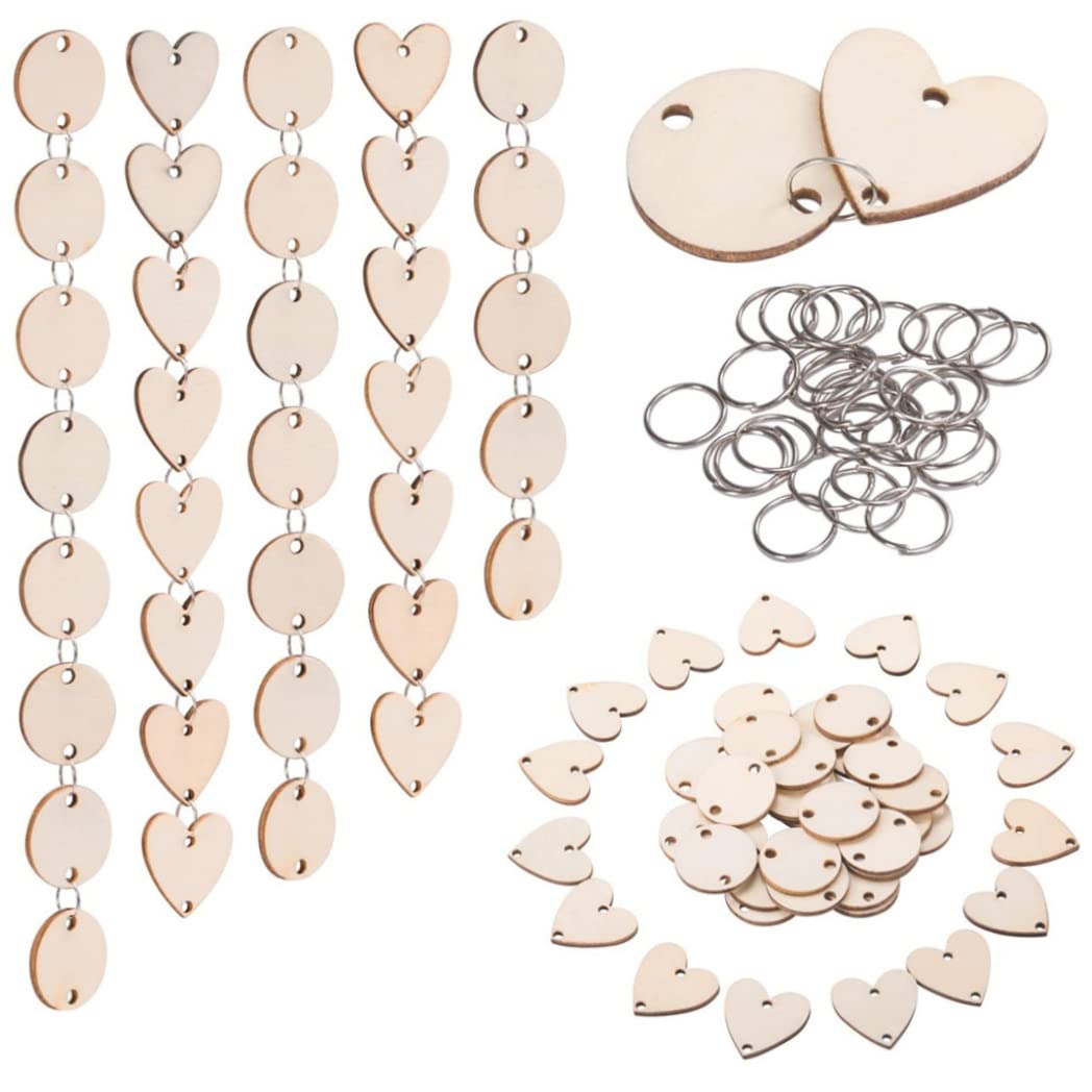 Xdyyjrasa Wooden Tags - 200 Pieces DIY Wood Slices Circles with Holes & Iron Rings, for Hanging Plaque Calendar