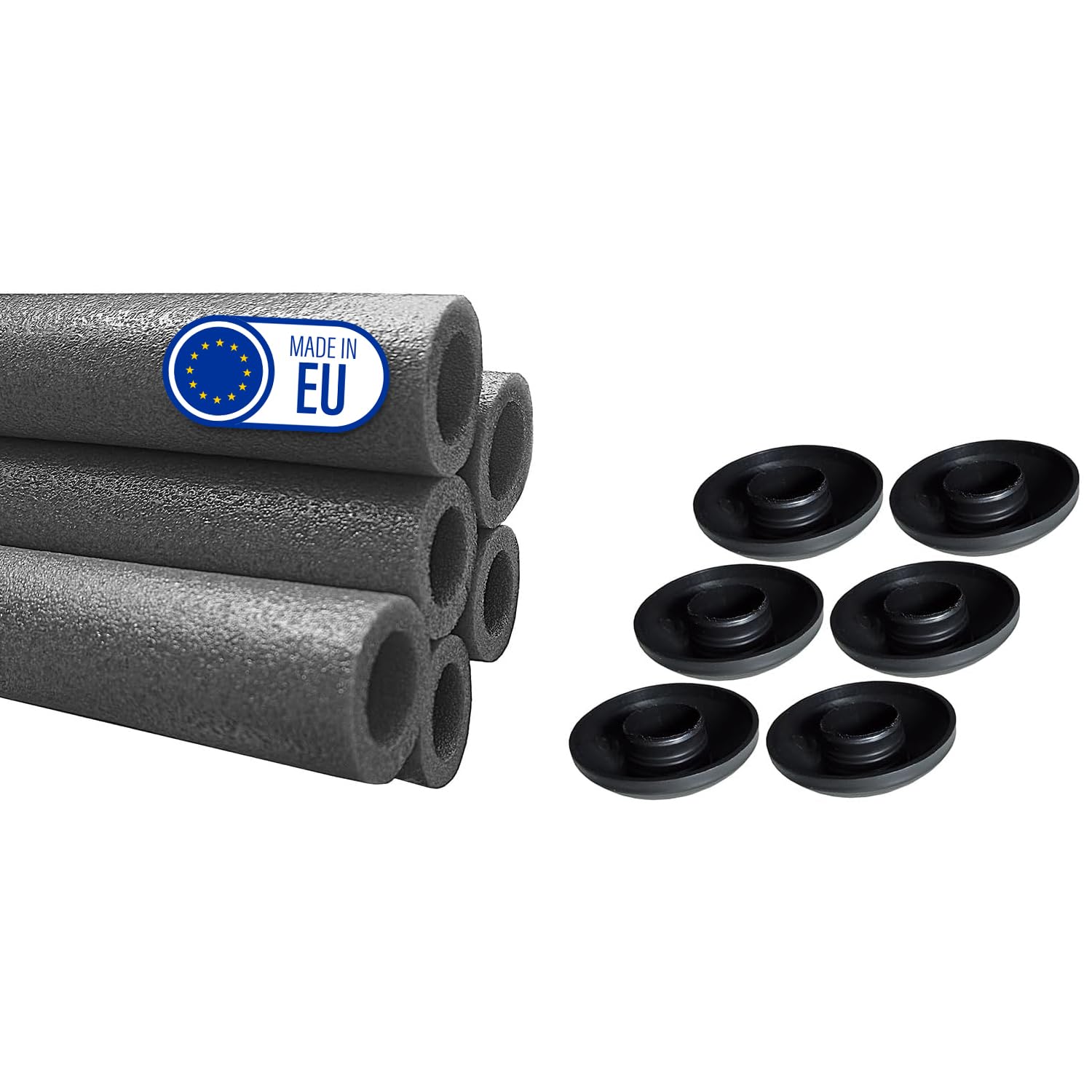 Clever Leon Foam Tubes Trampoline Pole Protector Pads for Trampoline Poles Pack of 6 with Caps Foam Sleeves for Trampoline Poles 180 cm Grey — image 1