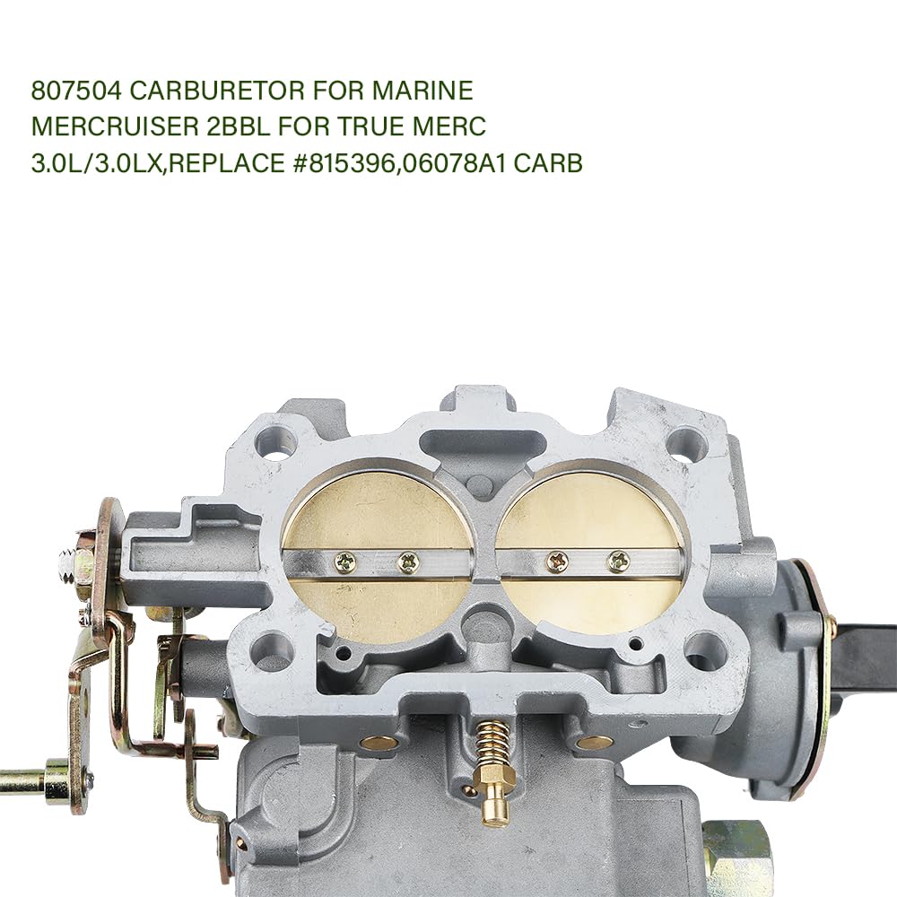 THUNDERMINGO Carburateur Marin à 2 Barils Pour Moteurs Mercruiser 3,0 L, 2,5 L, 4 Cylindres Mercarb Avec Jets, Liaison Longue Et Joints, Starter électrique, Remplace 3310-864940A01 Motif De Boulon De