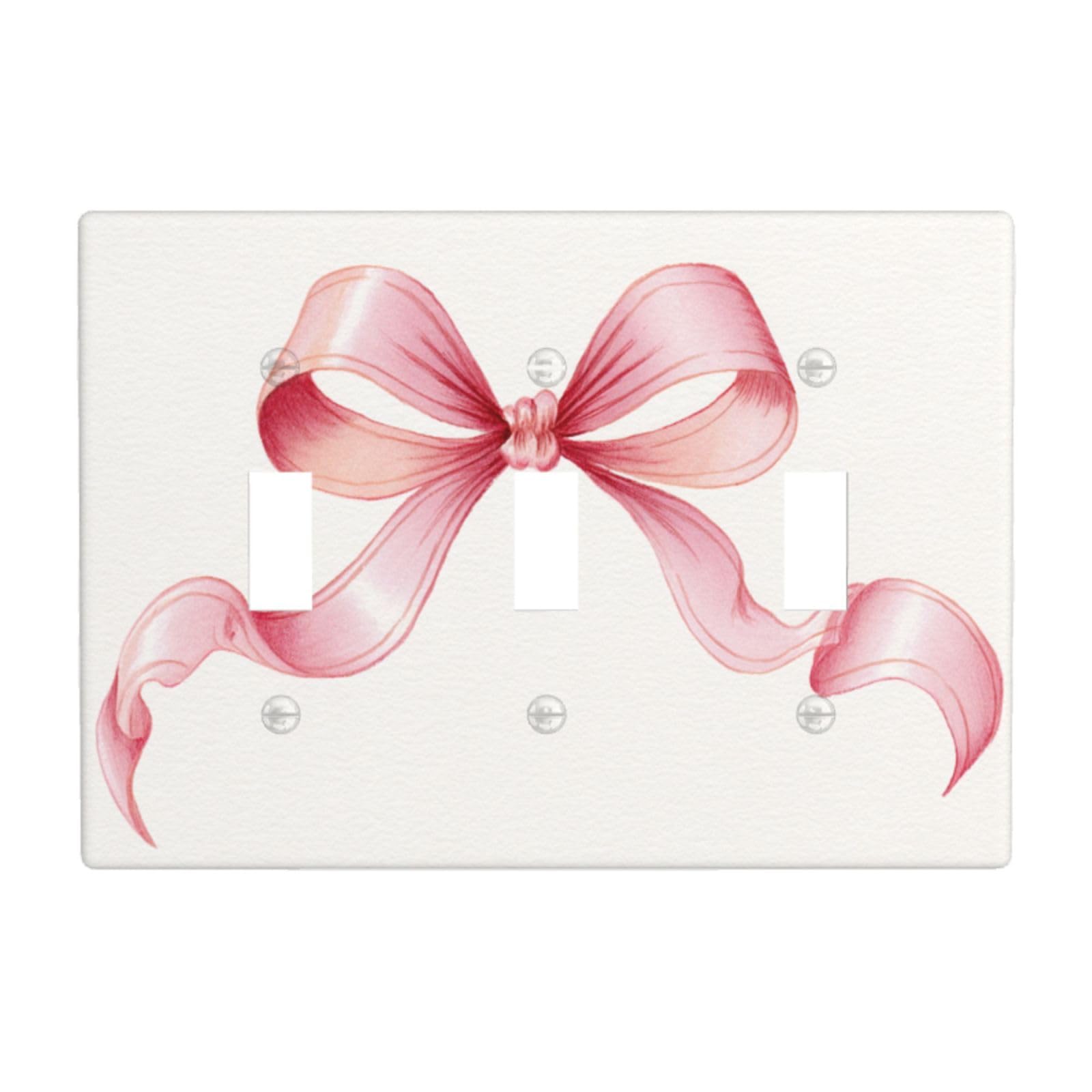Pastel Pink Bow Light Switch Covers 3 Gang Triple Toggle Wall Plate Switchplate Electrical Faceplate for Bathroom Kitchen Bedroom Decor