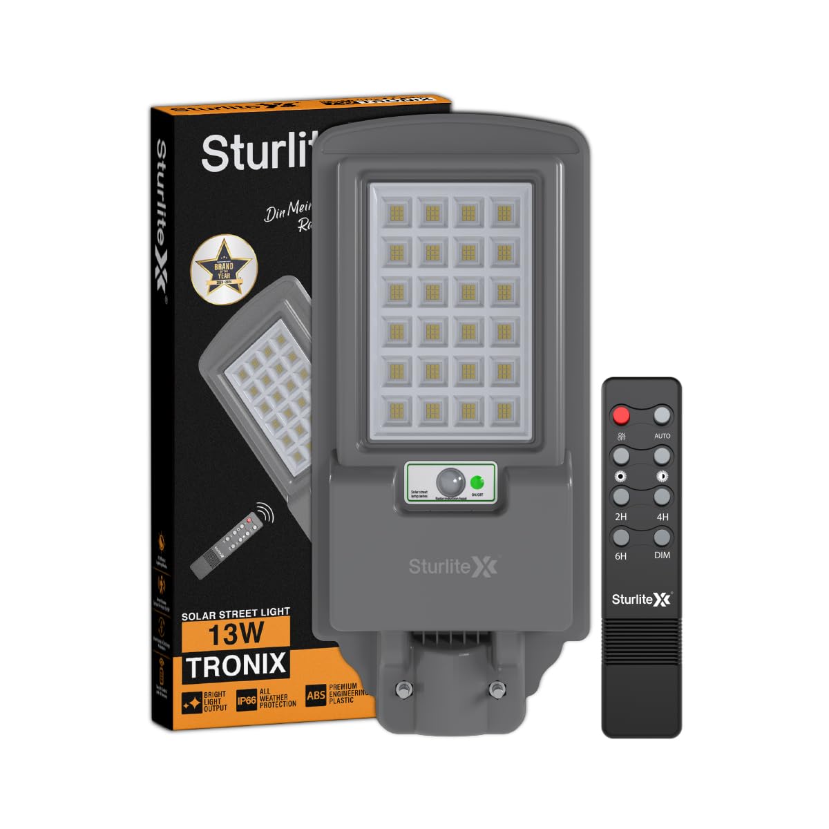 Sturlite Tronix 13W≅200W LED Solar Street Light| Smart Motion Sensor for Auto On/Off with Polycrystaline PV Panel| IR Remote for 8 Different Light Modes| Water & Dust Resistant Lamp - (Pack of 1) (B0CWNT86ZM) Amazon Price History, Amazon Price Tracker