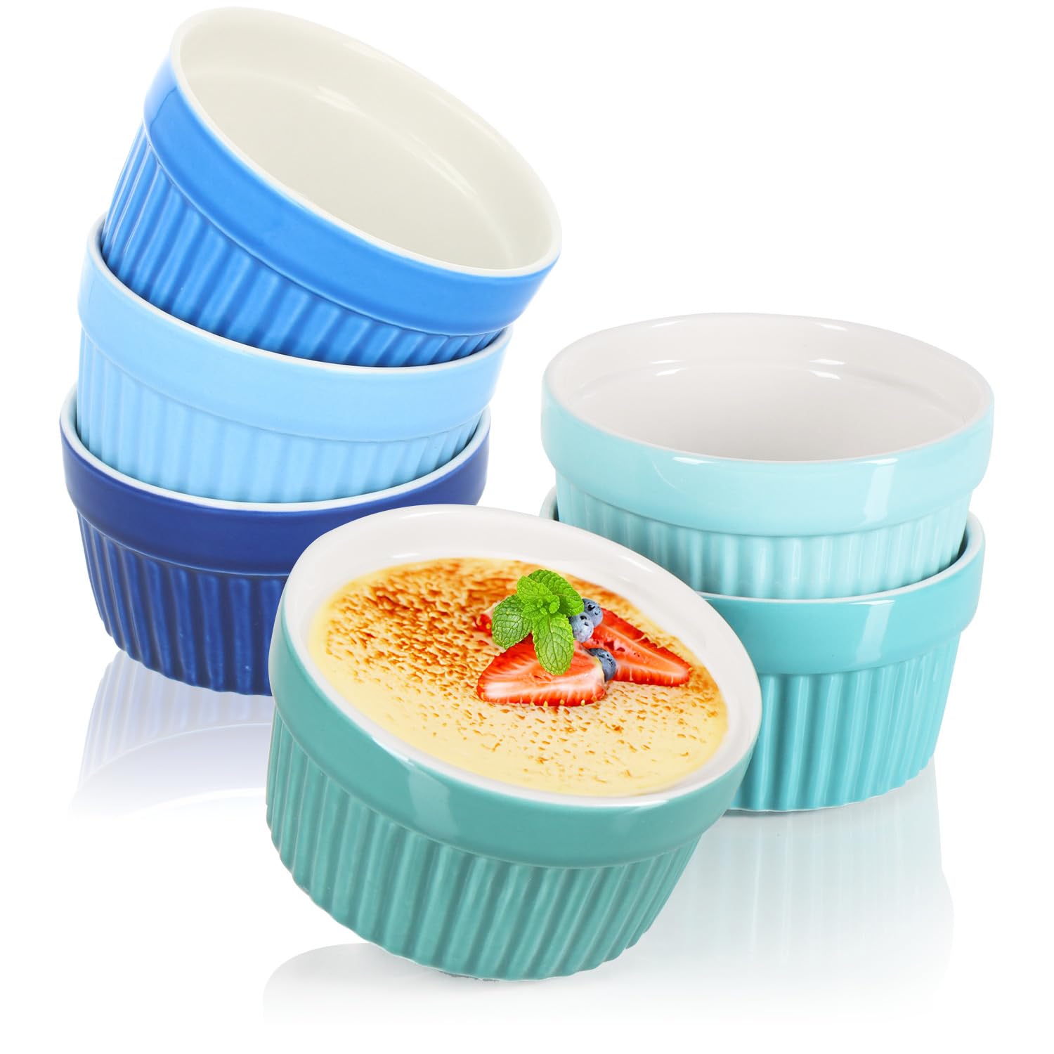 Set Di 6 Ciotole Forno In Ceramica Arancione - Da 185 Ml Per Crème Brûlée, Dessert E Tapas