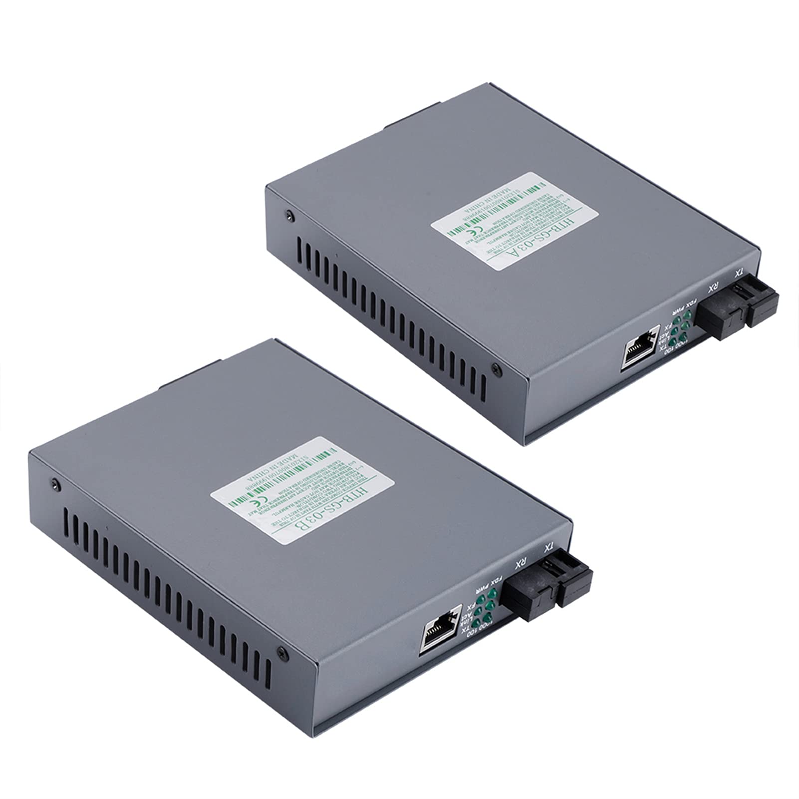 Fabater Lot de 2 Convertisseurs de Média Fibre Gigabit SC Monomode, émetteur-récepteur Optique 10/100/1000 Mbps RJ45 vers 1000Base-SX/LX, Conforme IEEE802.3z, jusqu'à 20 Km, Lot de 2