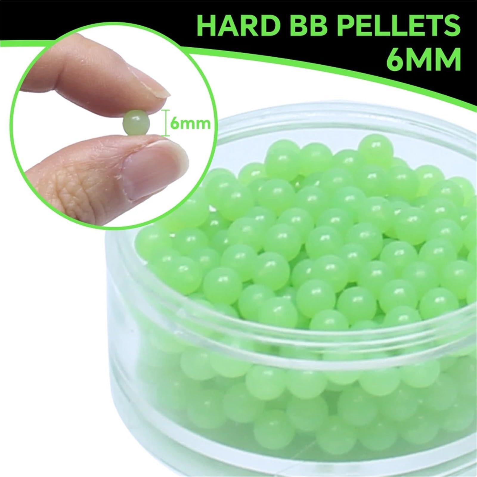 2300/1650/650Pcs Fluorescent 6mm BBs 0.12g, Glow in the Dark for Airsoft Rifle, Lightweight Non-slip