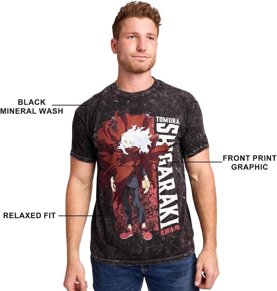 Bioworld My Hero Academia Tomura Shigaraki Men's Black Mineral Wash Oversized Crew Neck Short Sleeve T-Shirt - Image 3