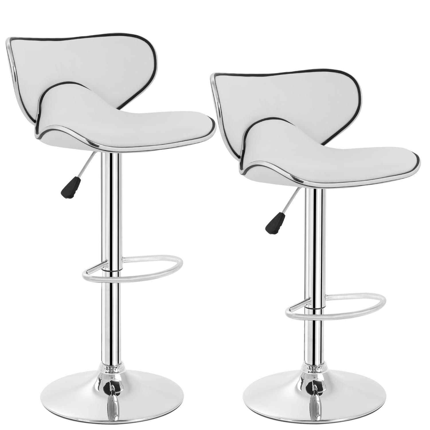 BestOffice Bar Stools Set of 2, Counter Height Adjustable Bar Stools with Back Bar Stool PU Leather Swivel Bar Stool Kitchen Counter Bar Stools Dining