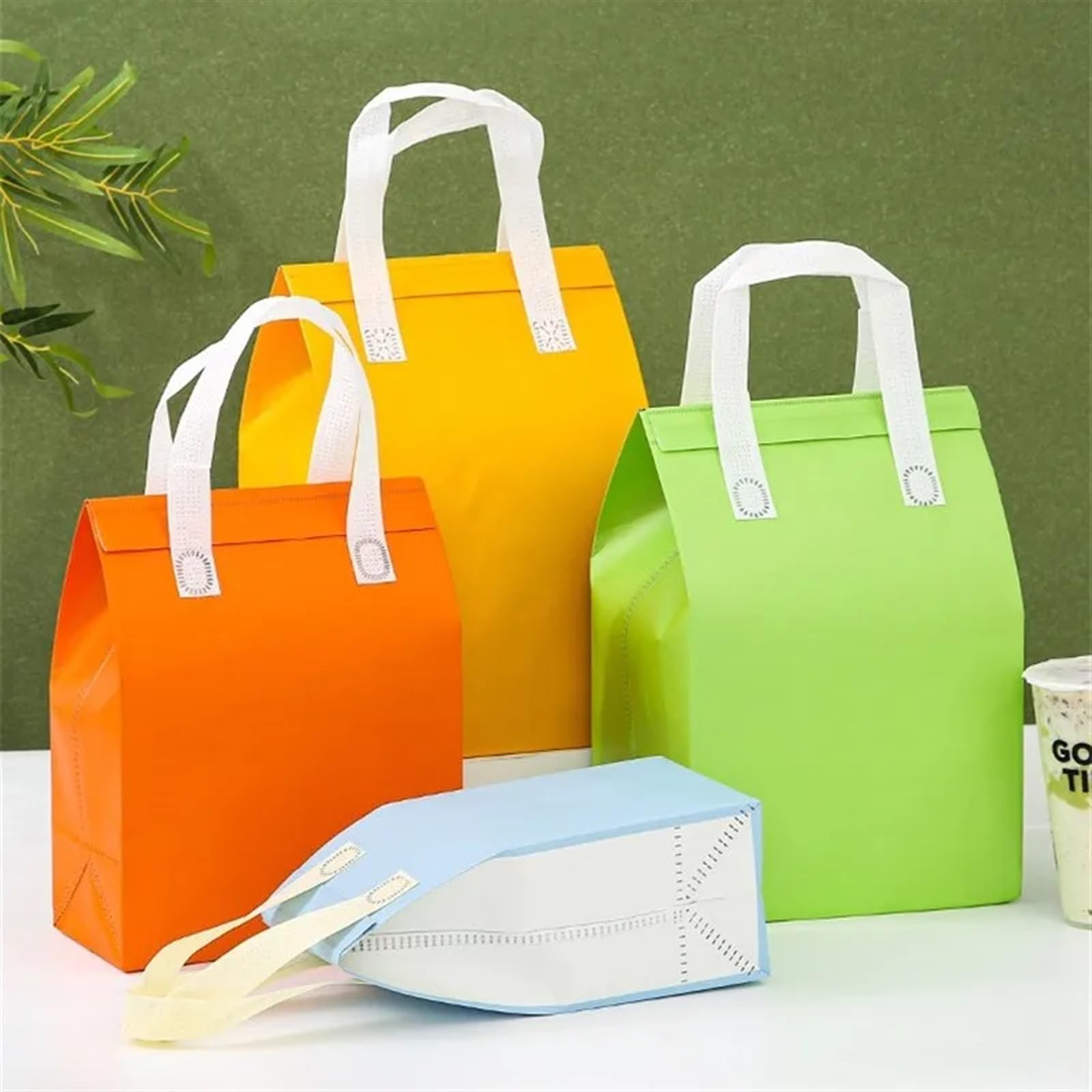Bolsa IsotéRmica Para Comida 10 bolsas de tela no tejida for alimentos, pasteles, bebidas, embalaje, bolsas reutilizables portátiles for mantener el calor y el frío Termica Porta Alimentos(Green2,30x3