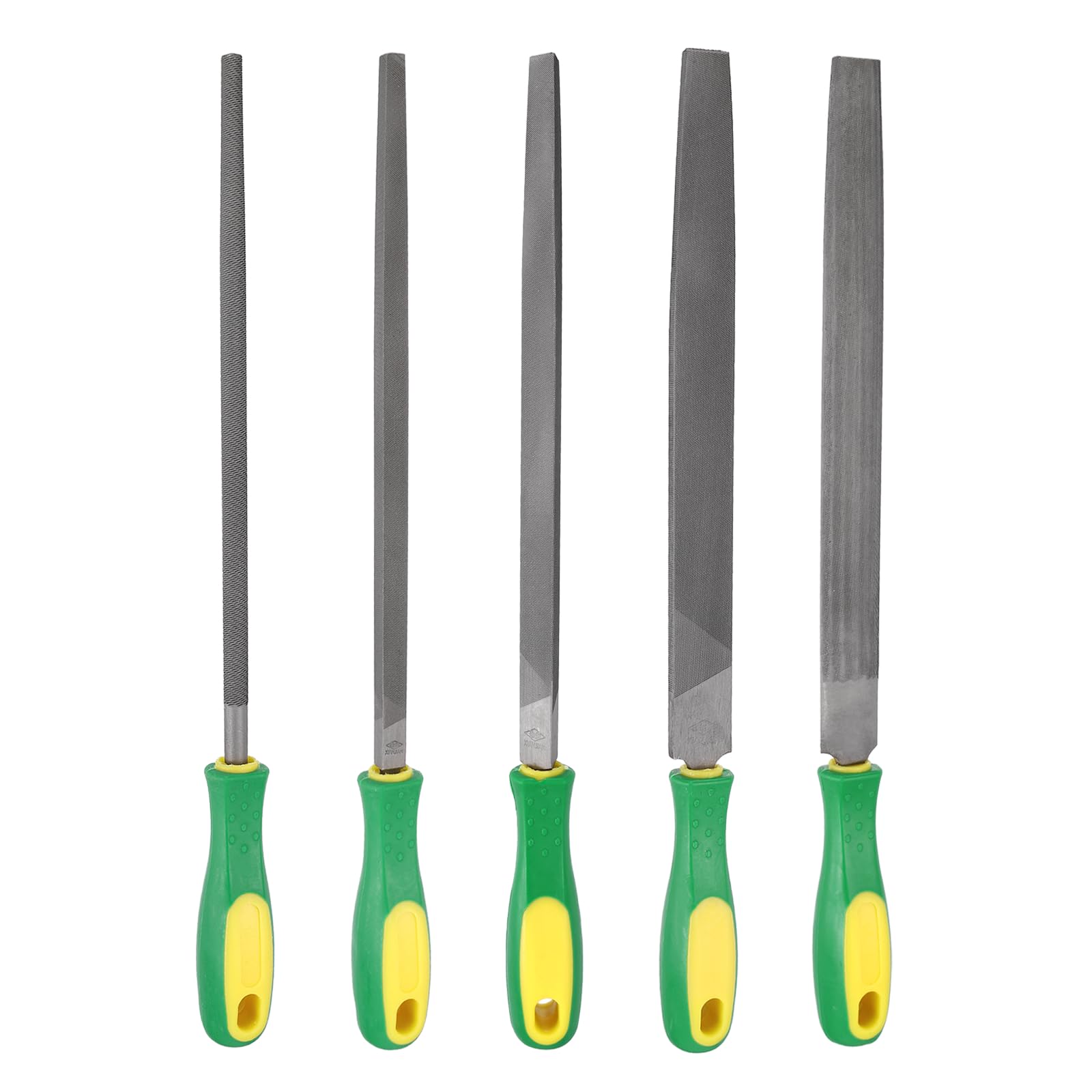 QUARKZMAN 5 Pezzi Set Lima Quadrata/Piatta/Triangolare/Mezzotonda/Rotonda | Metallo, 10", Acciaio Ad Alto Contenuto Di Carbonio, Denti Fini, Con Manico PP