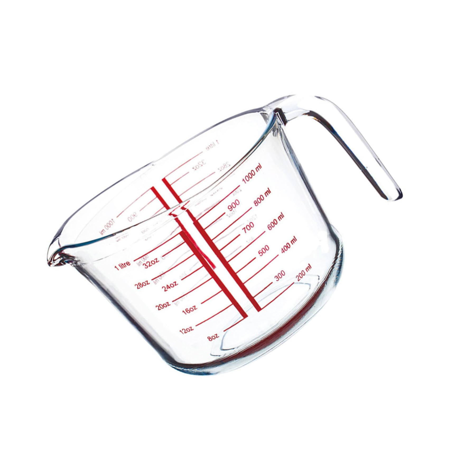 Messbecher aus Glas mit Ausguss Temperaturbeständig und Leicht Rundes Backwerkzeug für Heimgebrauch und Bäckereien 1 Stück