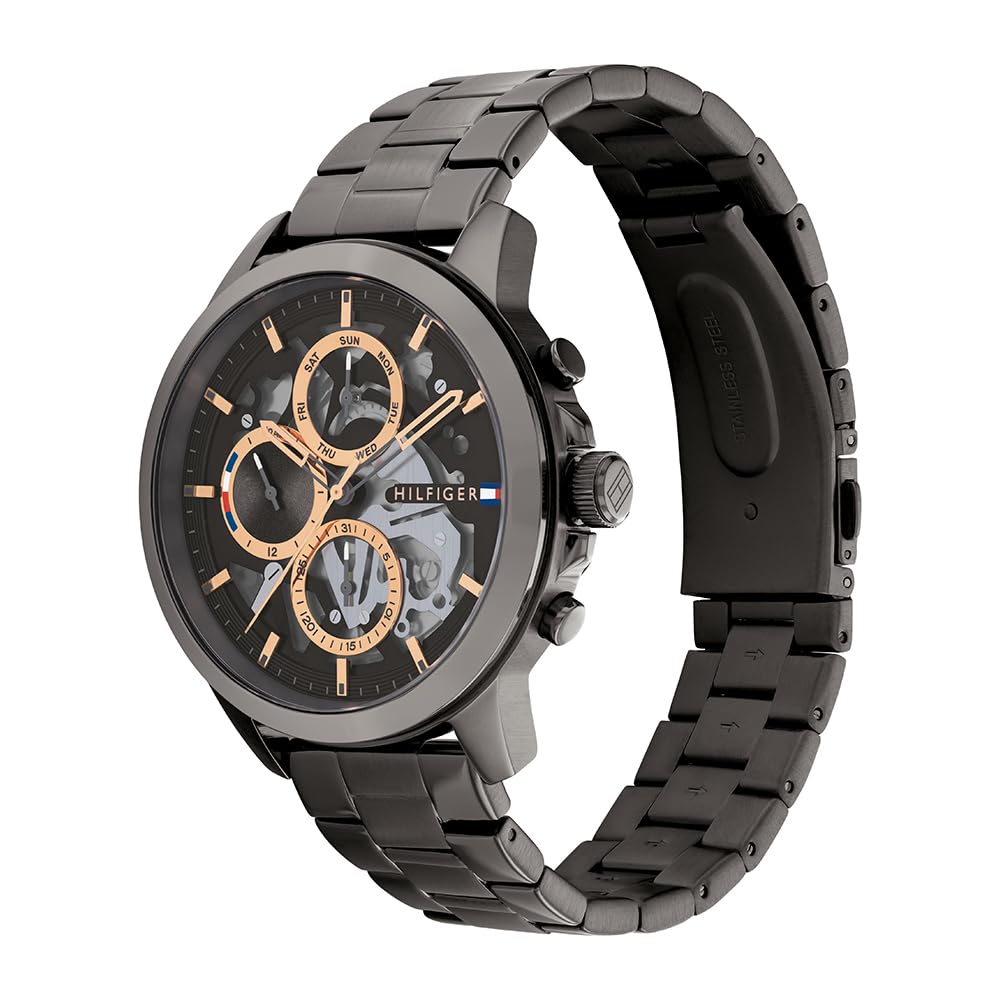 Tommy Hilfiger Analoge Multifunktions-Quarzuhr für Herren mit Edelstahl- oder Lederarmband
