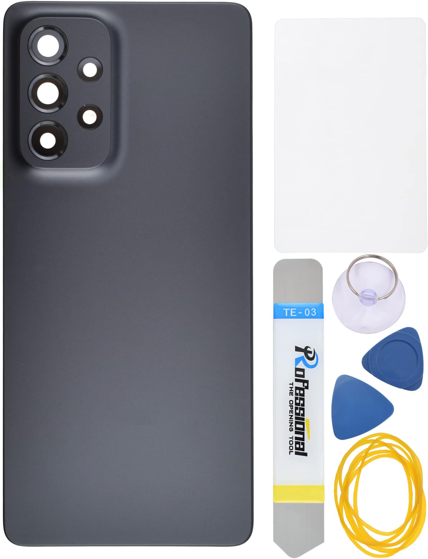 - Black Plastic Back Panel Cover Replacement for Samsung Galaxy A53 5G with Rear Camera's Frame Rear Camera's Glass Cover Pre-Install Adhesive and Installation Instruction Tool Kit