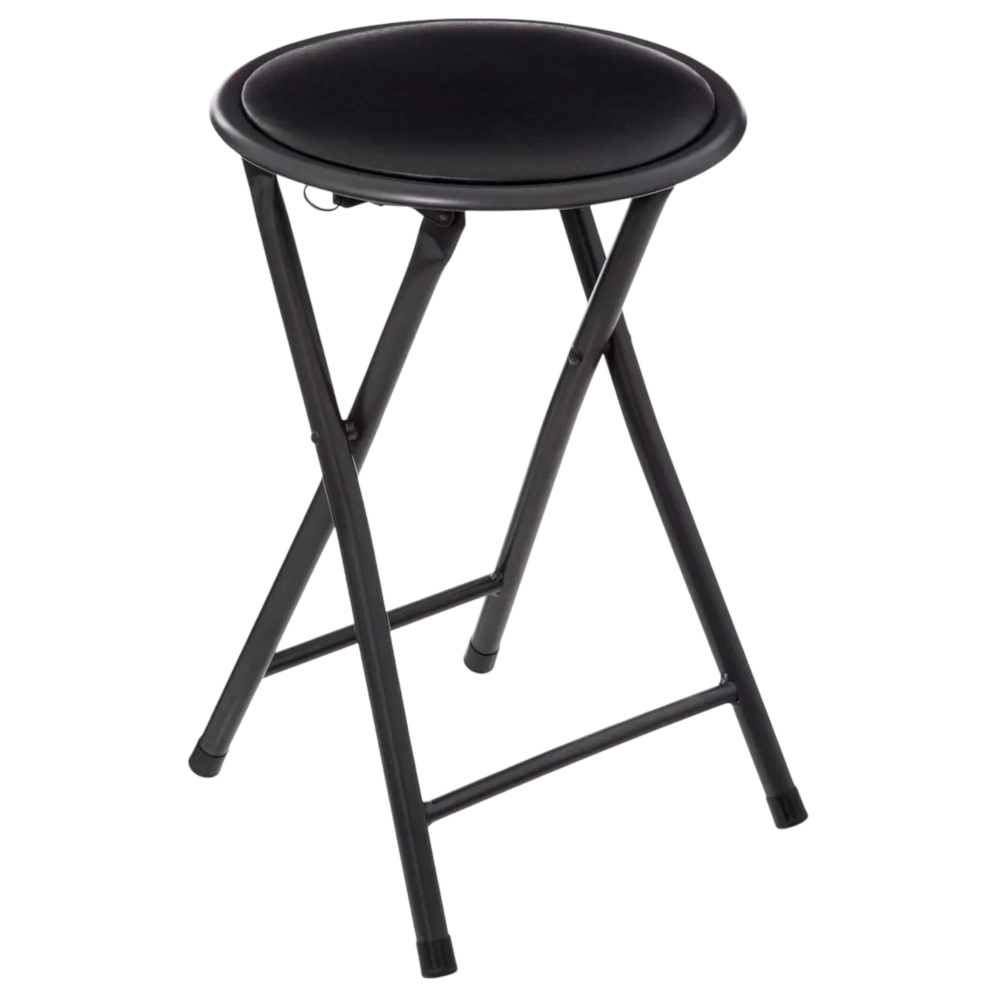 TIENDA EURASIA - Folding Kitchen Stool | Metal Frame | Padded Seat | Safety Ring | Measure 45 x 30 x 30 cm | Weight Max 100 kg (Black)
