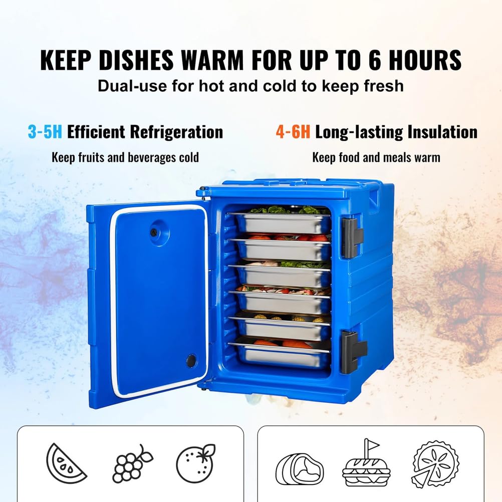 Transportador de Alimentos isotérmico de 90 litros, con Carga Frontal y asa, Mantiene temperaturas frías y Calientes para restaurantes y comedores.