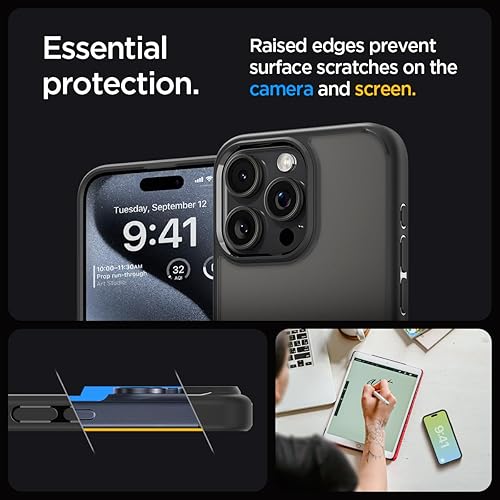 Miniatura 5 de Spigen Funda ultra híbrida diseñada para iPhone 15 Pro (2023) antiamarilleo, protección de grado militar - negro mate