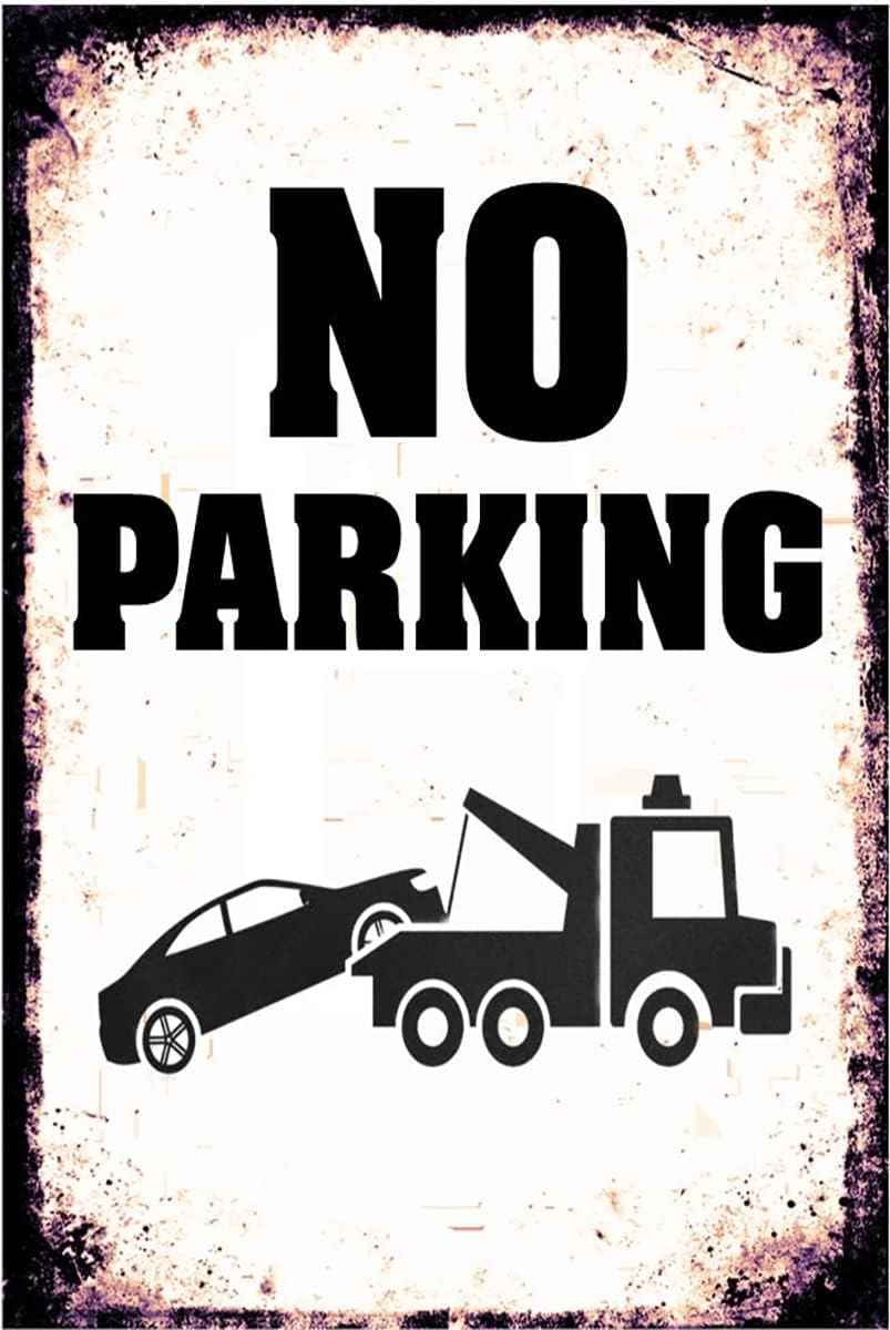 SMAZDFXX No Parking Aluminum Tin Sign Metal Wall Art Decorations Iron Painting for Indoor Outdoor Home Decor Room Door Accessories Poster Housewarming 12"x16"