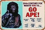 Go Ape - Planet of the Apes Movie (1968) Poster Vintage Metal Tin Sign Retro Style Wall Plaque Decoration Metal Sign 8x12 inch