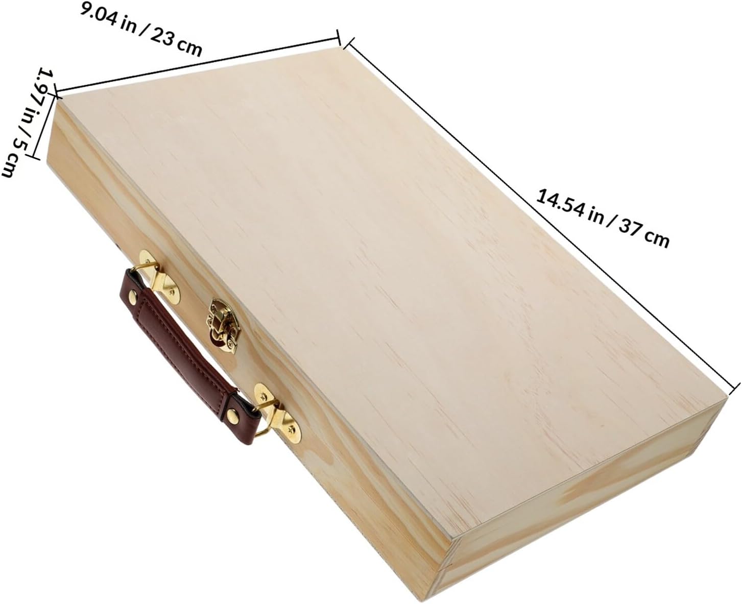 Parliky Portable Lightweight Solid Wood Painting Box, Student Paint Storage Case with Handle, Multifunctional Paulownia Wood Art Tool Organizer for Travel and Sketch Supplies