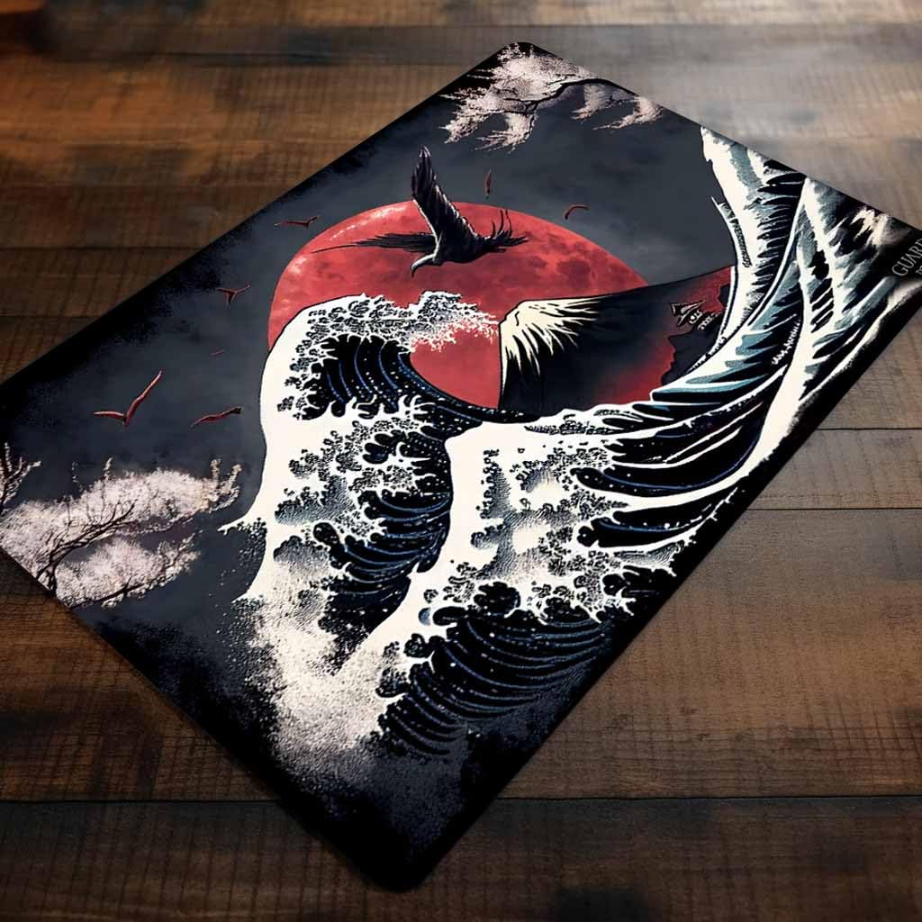 Waves of Tohoku (Bords Cousus) - Tapis de Cartes Magic - Tapi de Jeu - Playmat pour Jouer à MTG, Le Seigneur des Anneaux, TCG - Tapis de Jeu de Société