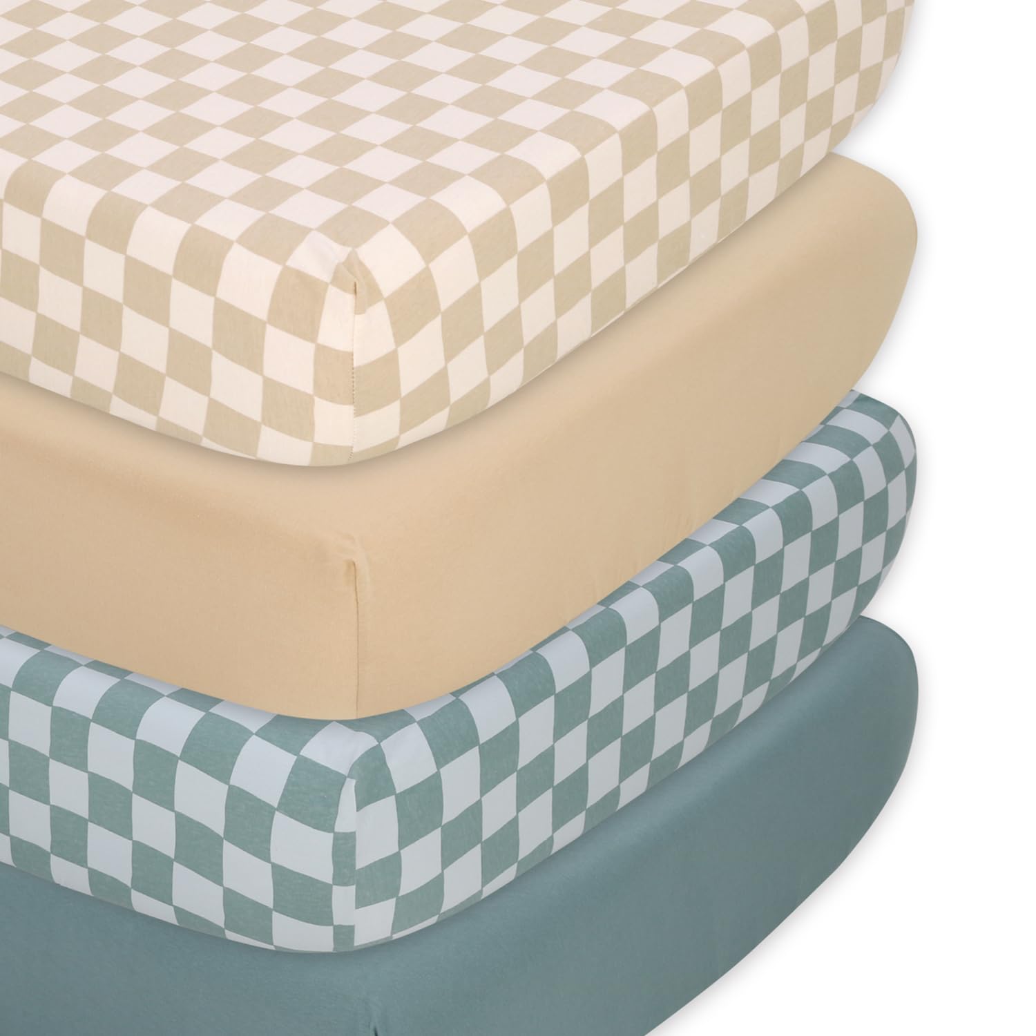 The Peanutshell Baby Organic Bassinet Sheets 4-Pack for Boy or Girl - Ultra Soft & Rectangle Unisex Baby Sheet, 100% Jersey Cotton, Fitted Covers for Crib, Halo Bassinet Mattress