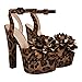 Only maker Women's Platform Chunky Heels-Floral Open Toe High Heel Sandals-Sexy Party Club and Evening Dress Shoes Brown US9