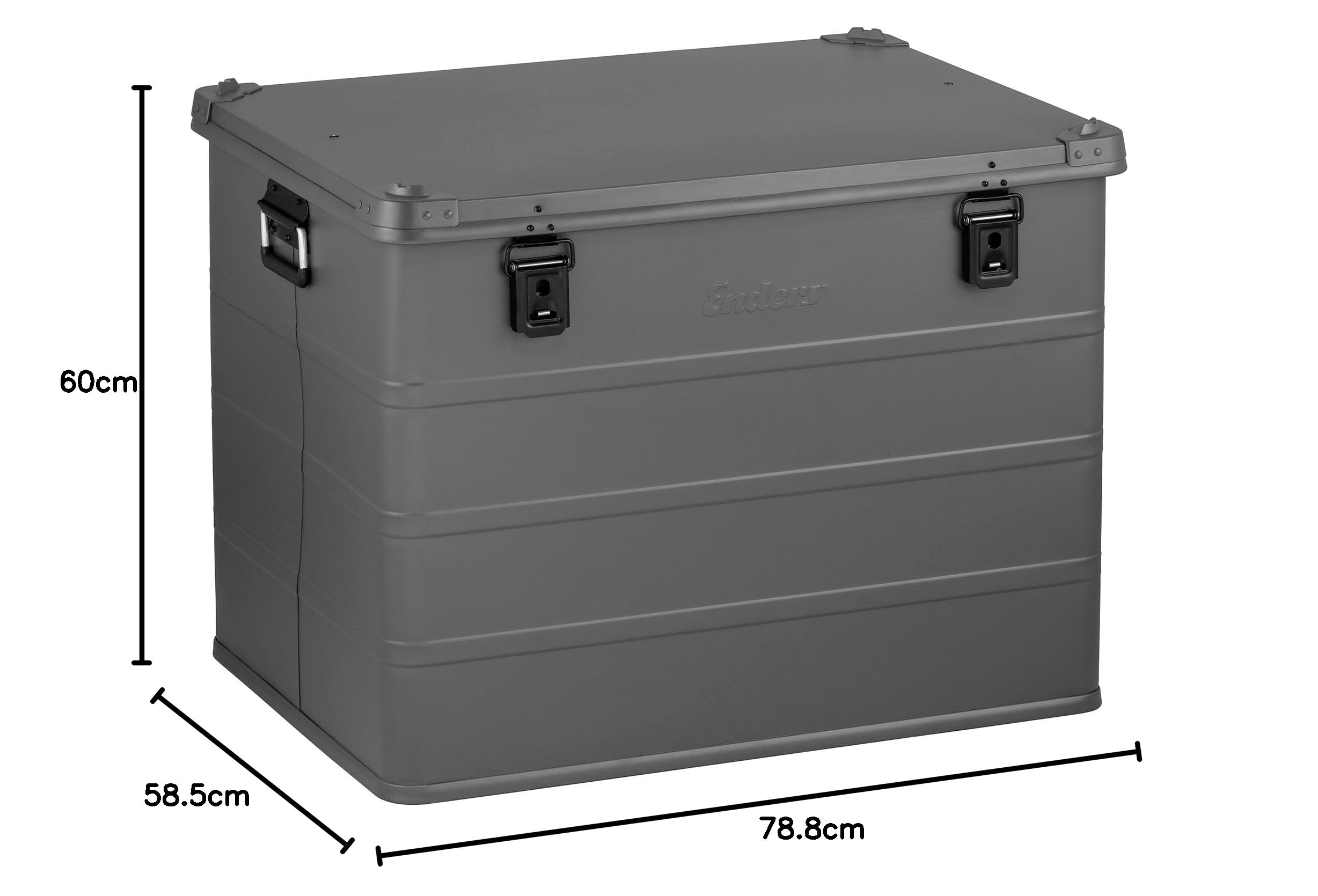 Enders® Aluminiumbox Vancouver L Grey, 236 Liter, Industriebox, Transportbox, Universalbox, Gummidichtung, stabil, robust, Staub- und Spritzwasserschutz, Werkzeugkiste, Campingbox, grau #1356