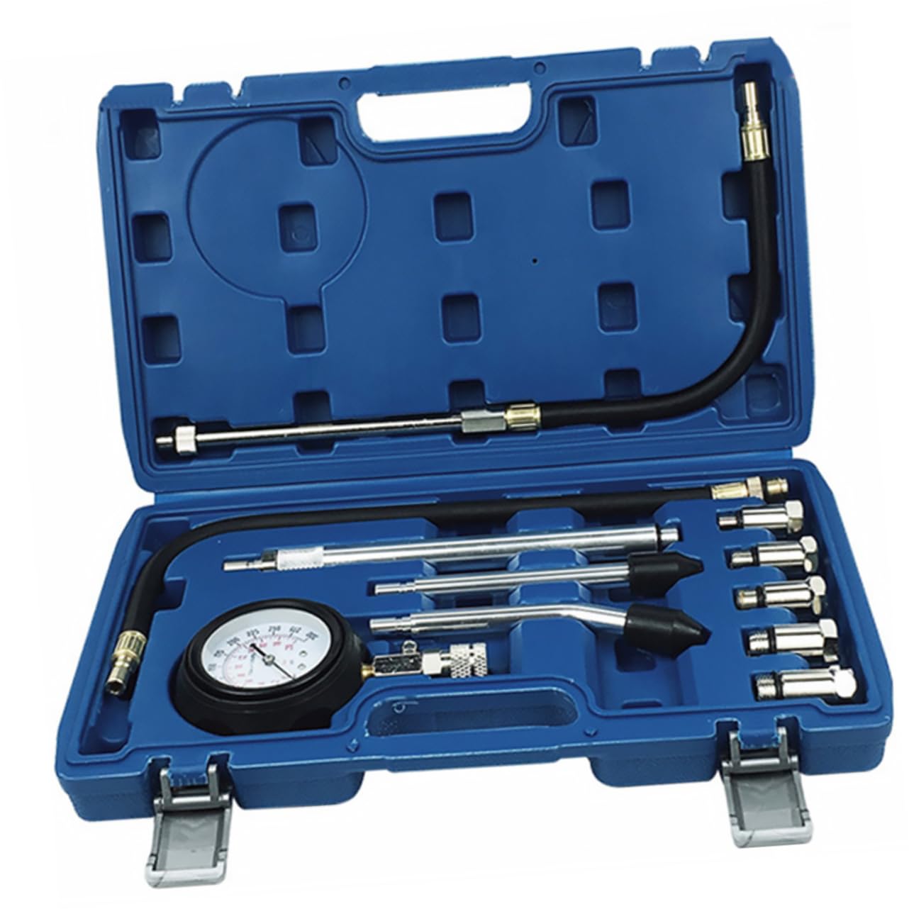 ULTECHNOVO Manómetro de Compresión para Cilindros de Motor de Gasolina, Diagnóstico Automotriz 0-300 Psi, Adaptadores Roscados y Cono de Goma