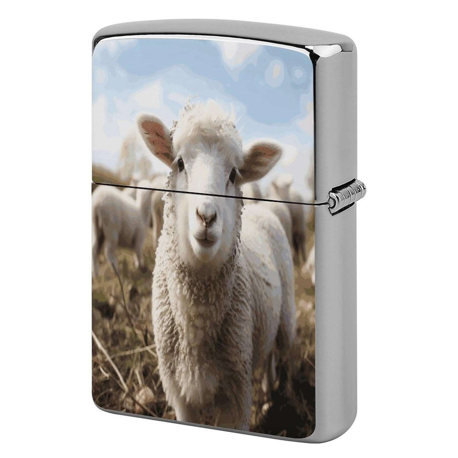Btcowzrv Style Cute Sheep Lamb Metal Lighter Case Sleeve Cover Holder
