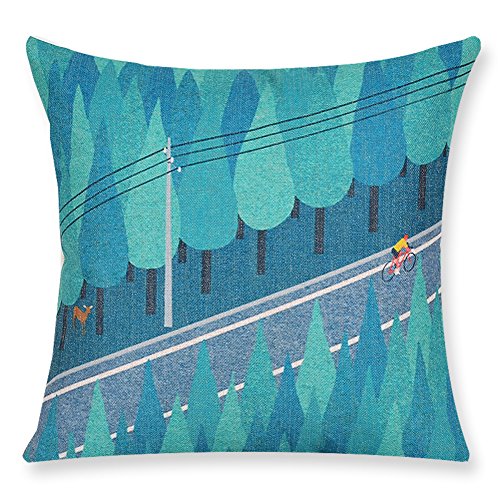 Paysage coussin multicolore en coton mélangé 55x55cm VersionB - 2