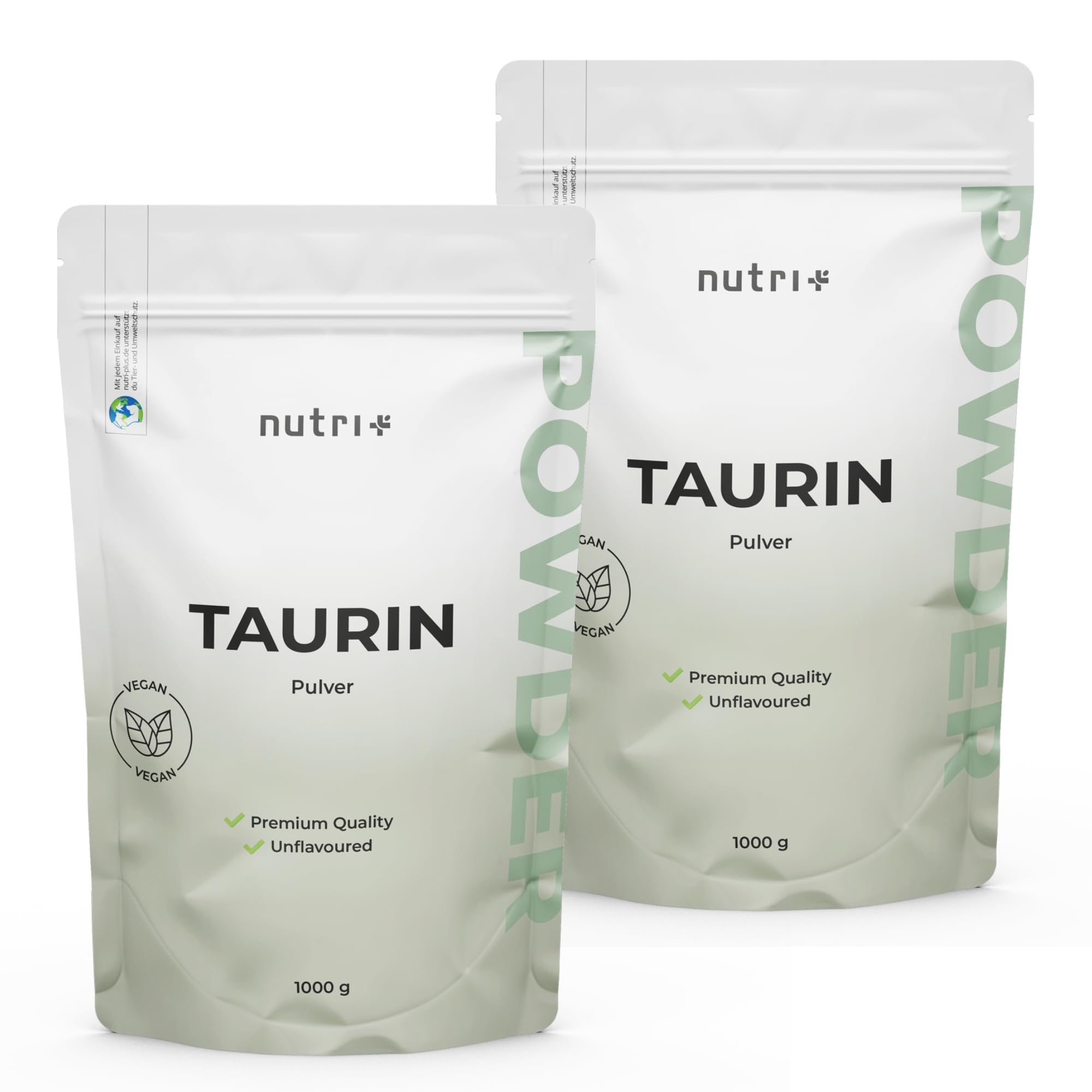Nutri + Taurina in Polvere 1 kg - ad alto Dosaggio - Base vegetale tramite Fermentazione - pura Taurina 1000 g - vegana - neutra - naturale senza Additivi - Qualità premium