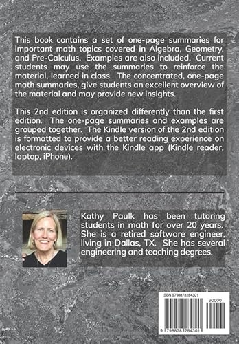 One-Page Summaries for Algebra, Geometry, and Pre-Calculus, 2nd Edition