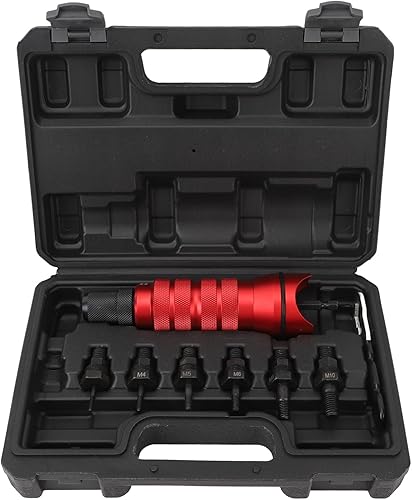 Kit de adaptador de taladro de remache eléctrico, kit de adaptador de tuerca de remache inalámbrico portátil con 6 cabezales intercambiables para
