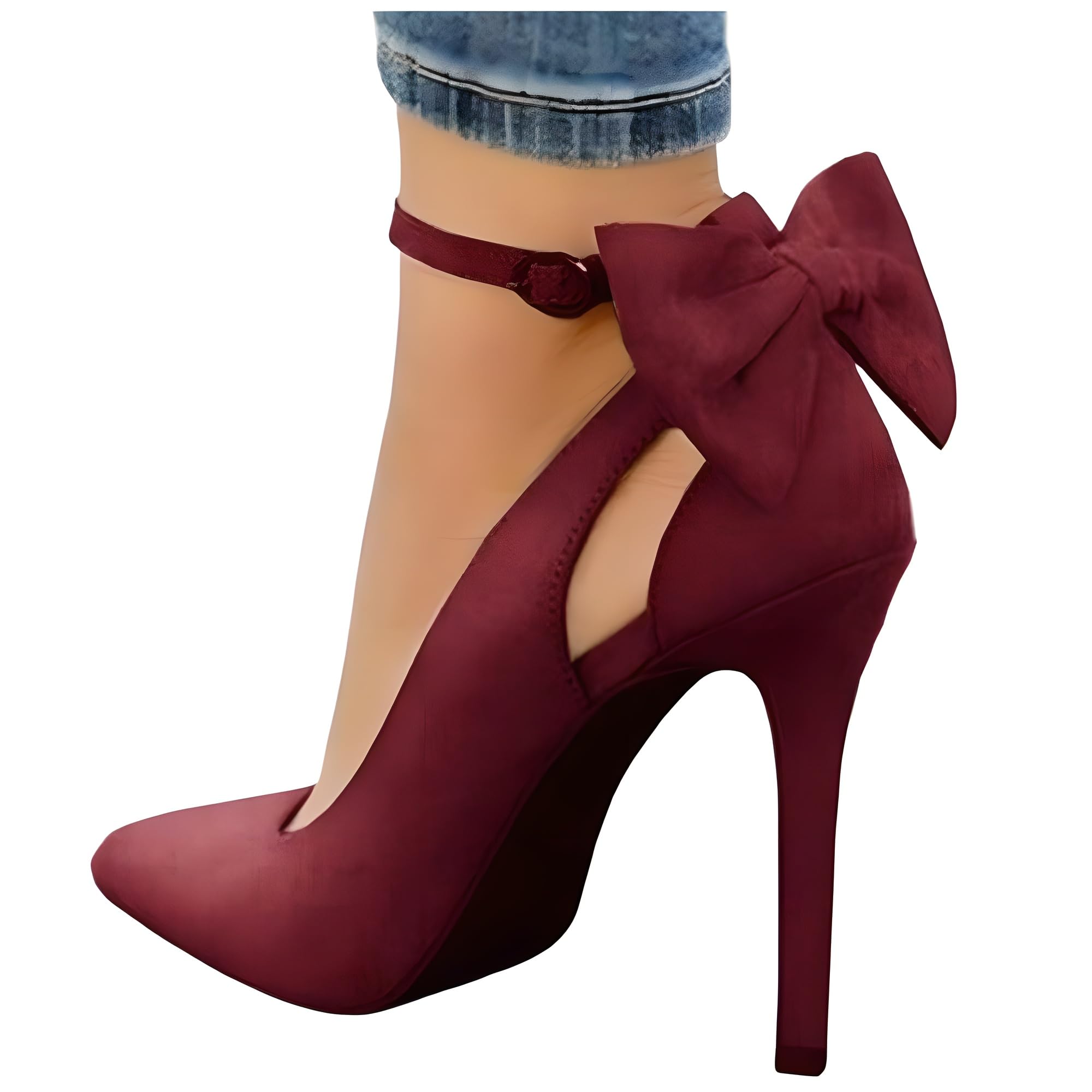 Escarpins pointus rouge taille 38 dotés de talons minces stables et d'une boucle de maintien - 6